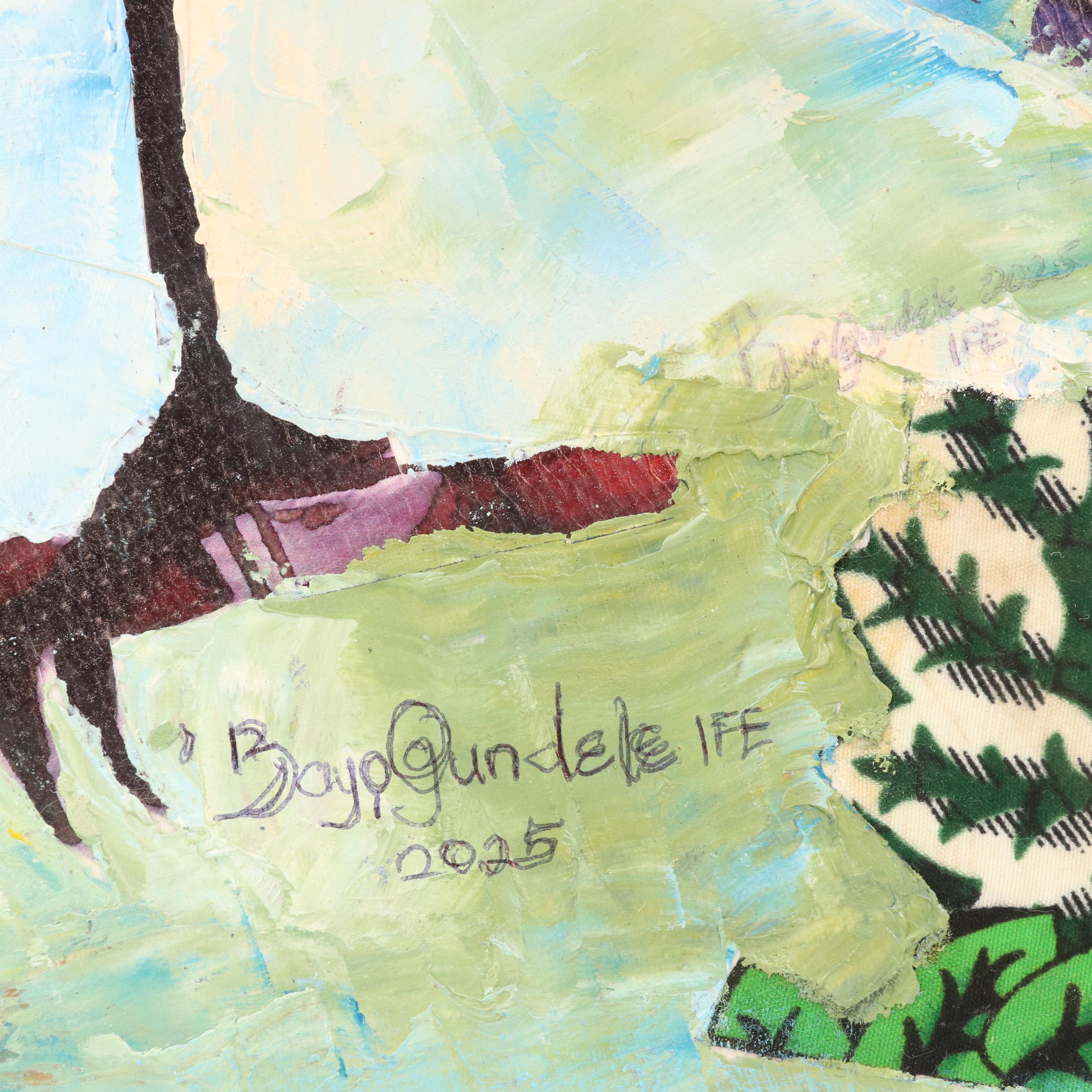 Bayo Ogundele Stylized Mixed Media Collage of Blue Jay Bird "Eye," 2025