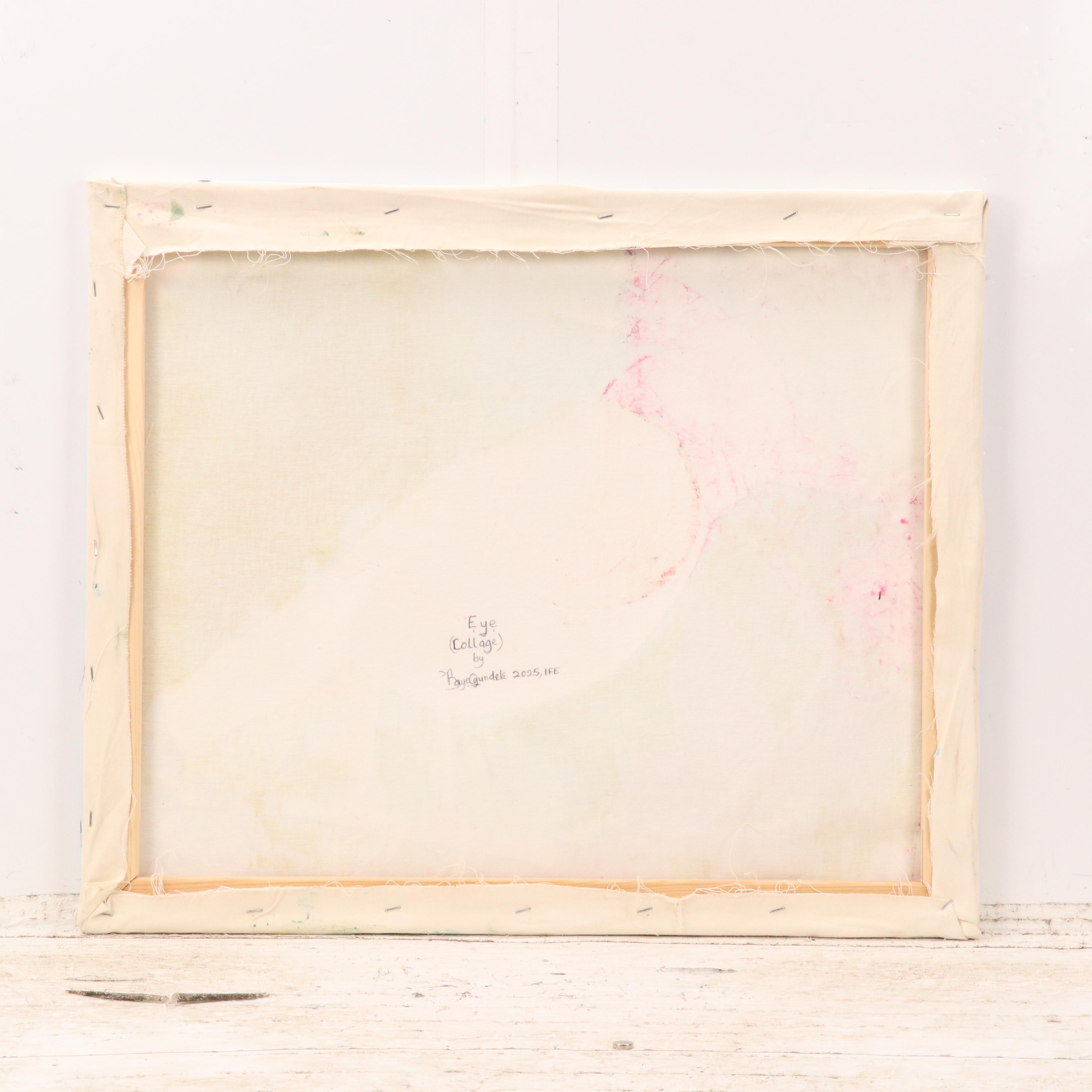 Bayo Ogundele Stylized Mixed Media Collage of Blue Jay Bird "Eye," 2025