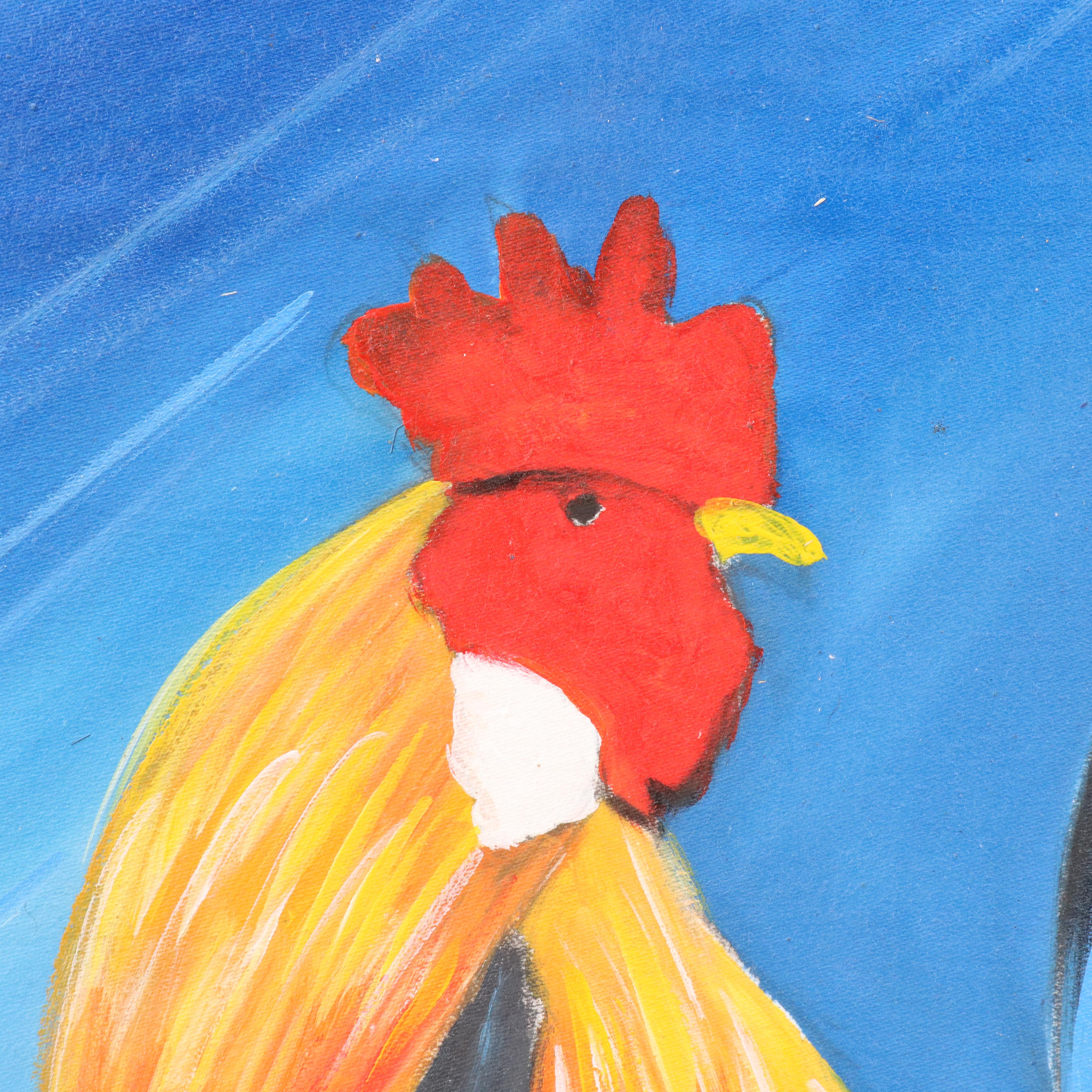Bayo Ogundele Stylized Oil Painting of Rooster "Cock," 2025