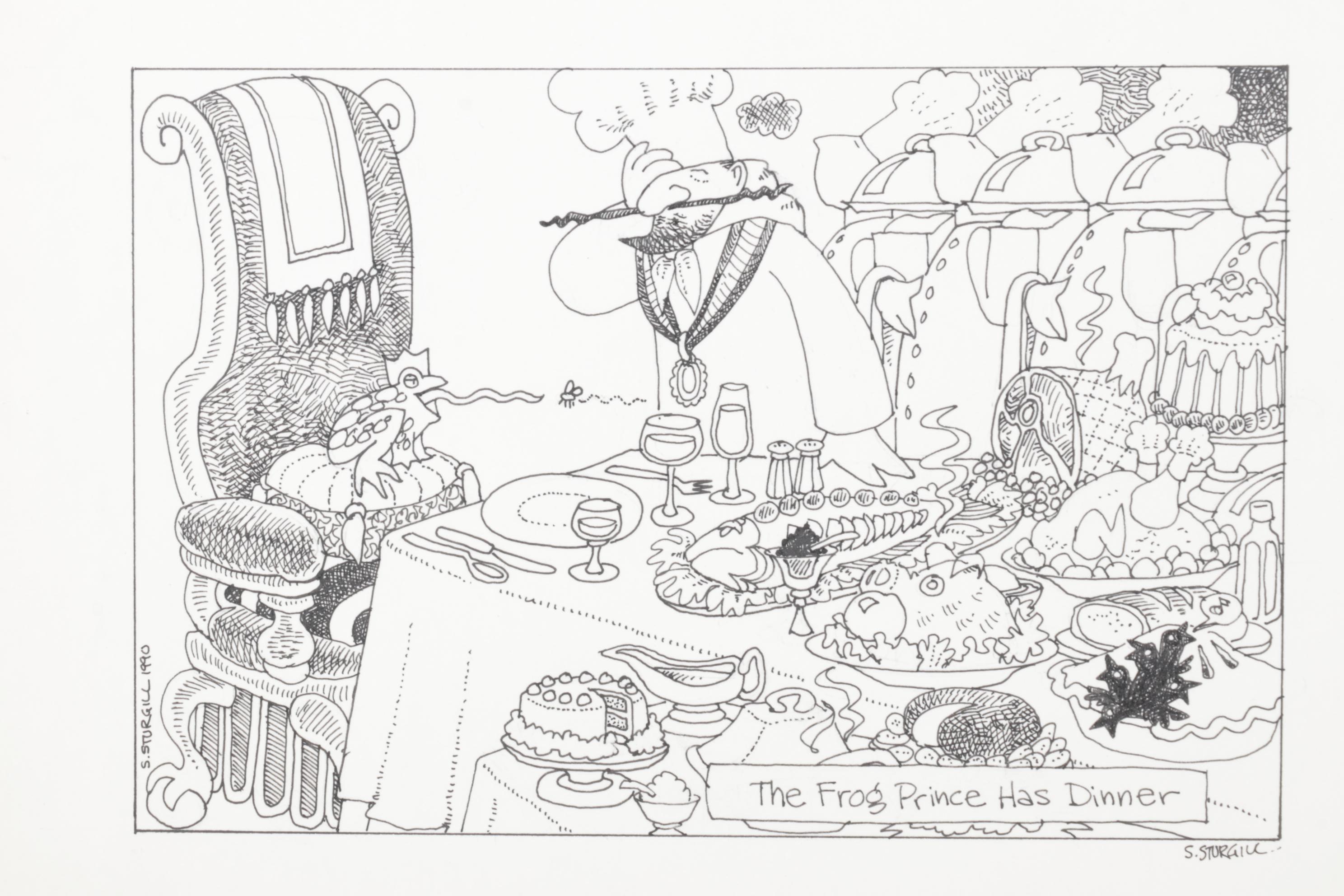 Susan Sturgill Lithograph "The Frog Prince Has Dinner," 1990