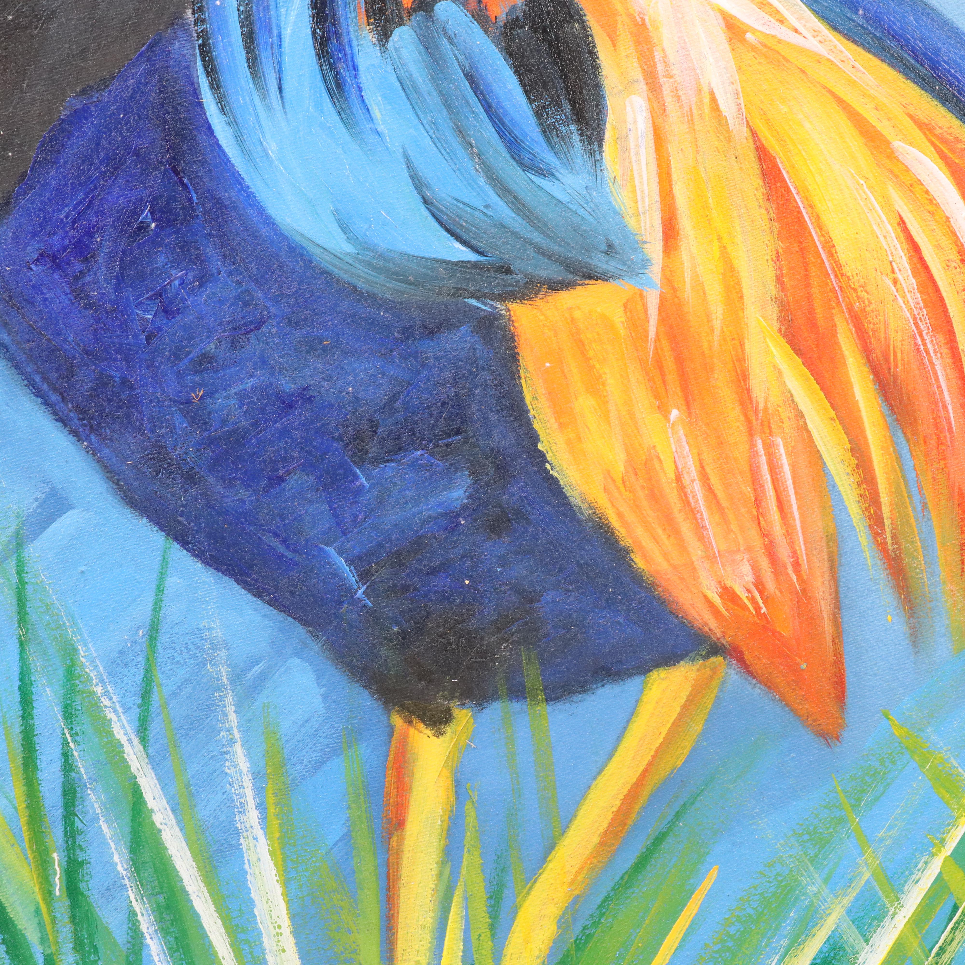 Bayo Ogundele Stylized Oil Painting of Rooster "Cock," 2025