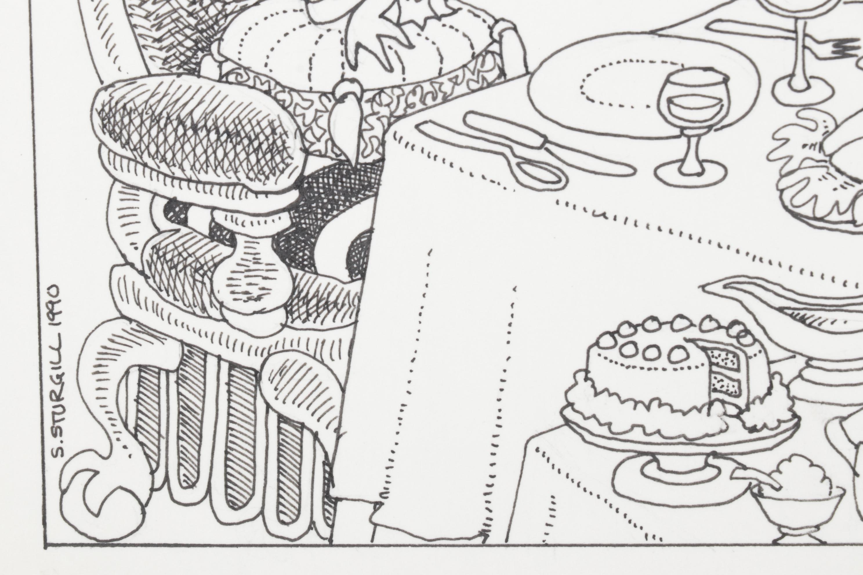 Susan Sturgill Lithograph "The Frog Prince Has Dinner," 1990