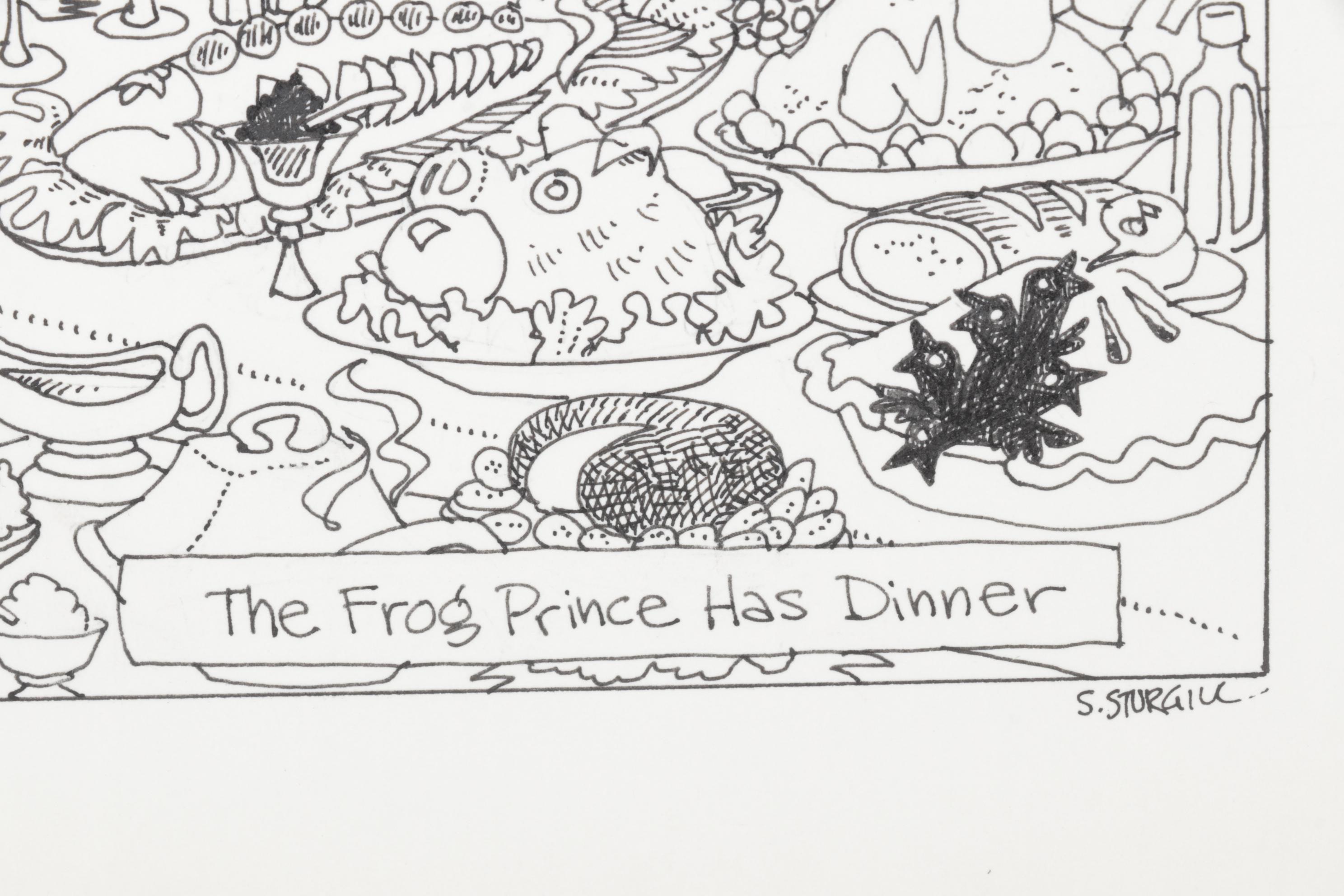 Susan Sturgill Lithograph "The Frog Prince Has Dinner," 1990