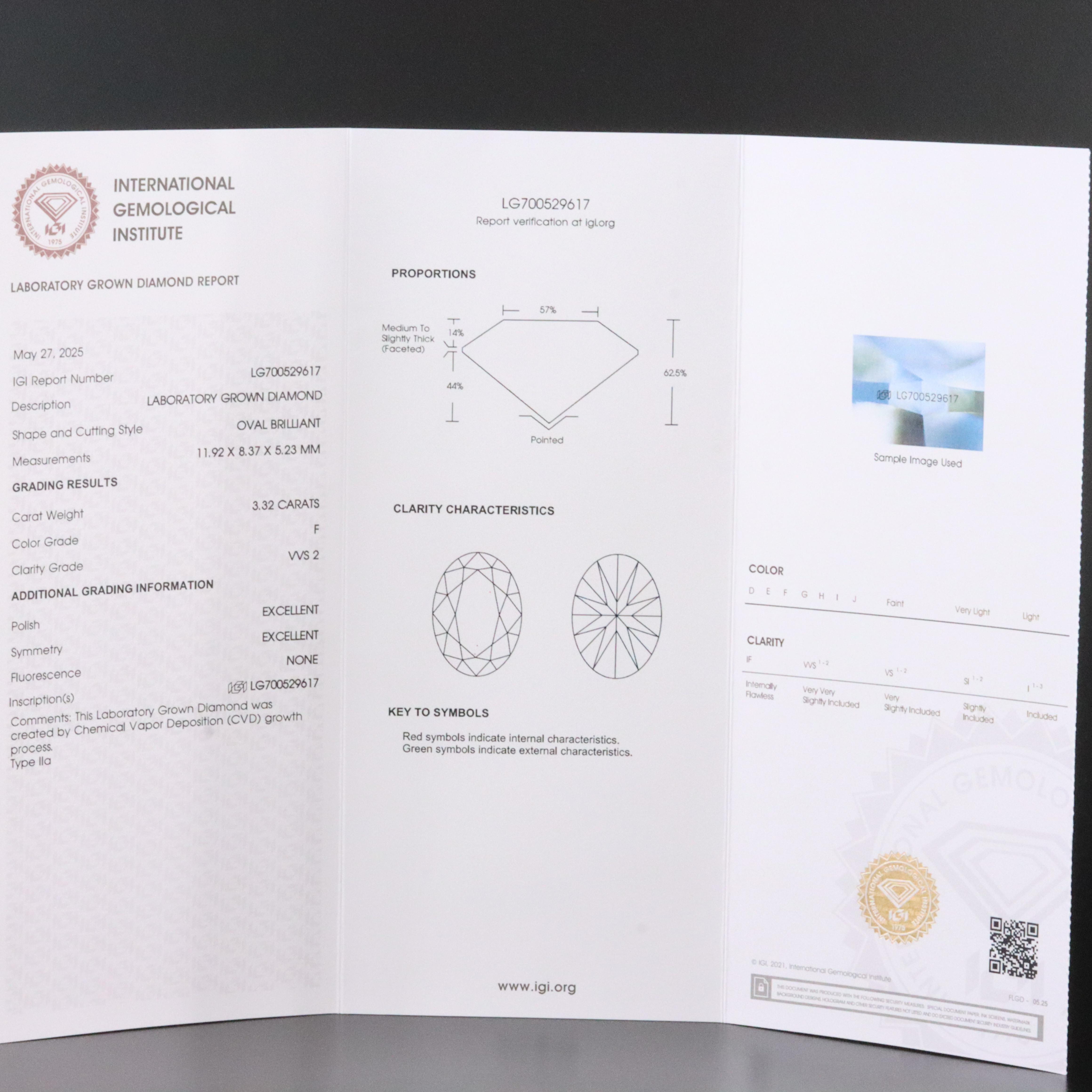 18K 3.32 CT Lab Grown Diamond Pendant with IGI Report