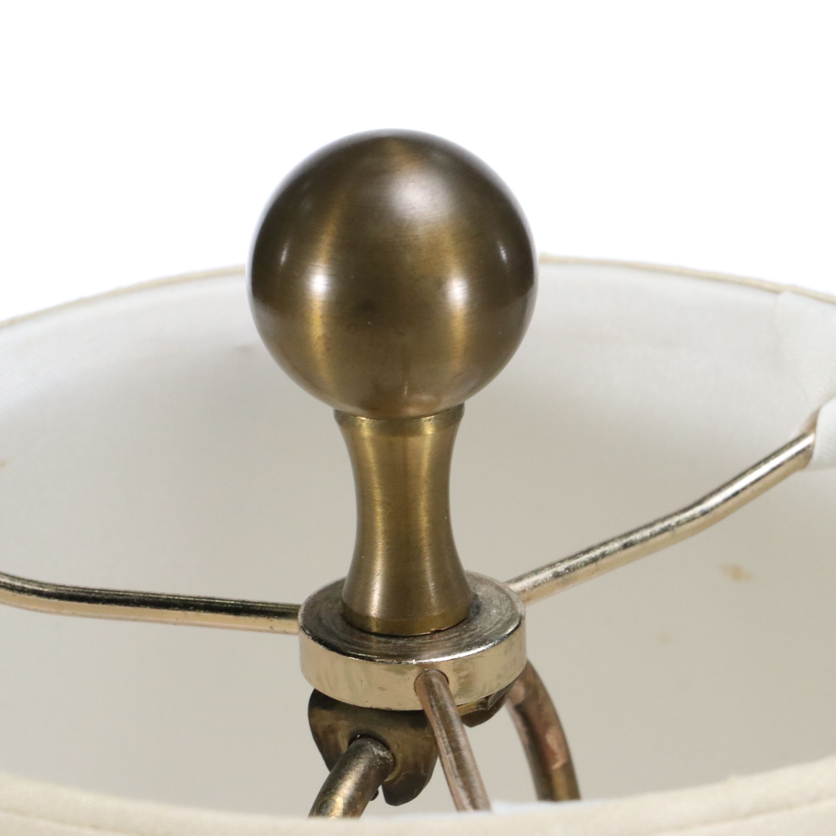 Chinese Celadon Glaze Hu Vase Lamp with Dragon Handles and Silk Shade