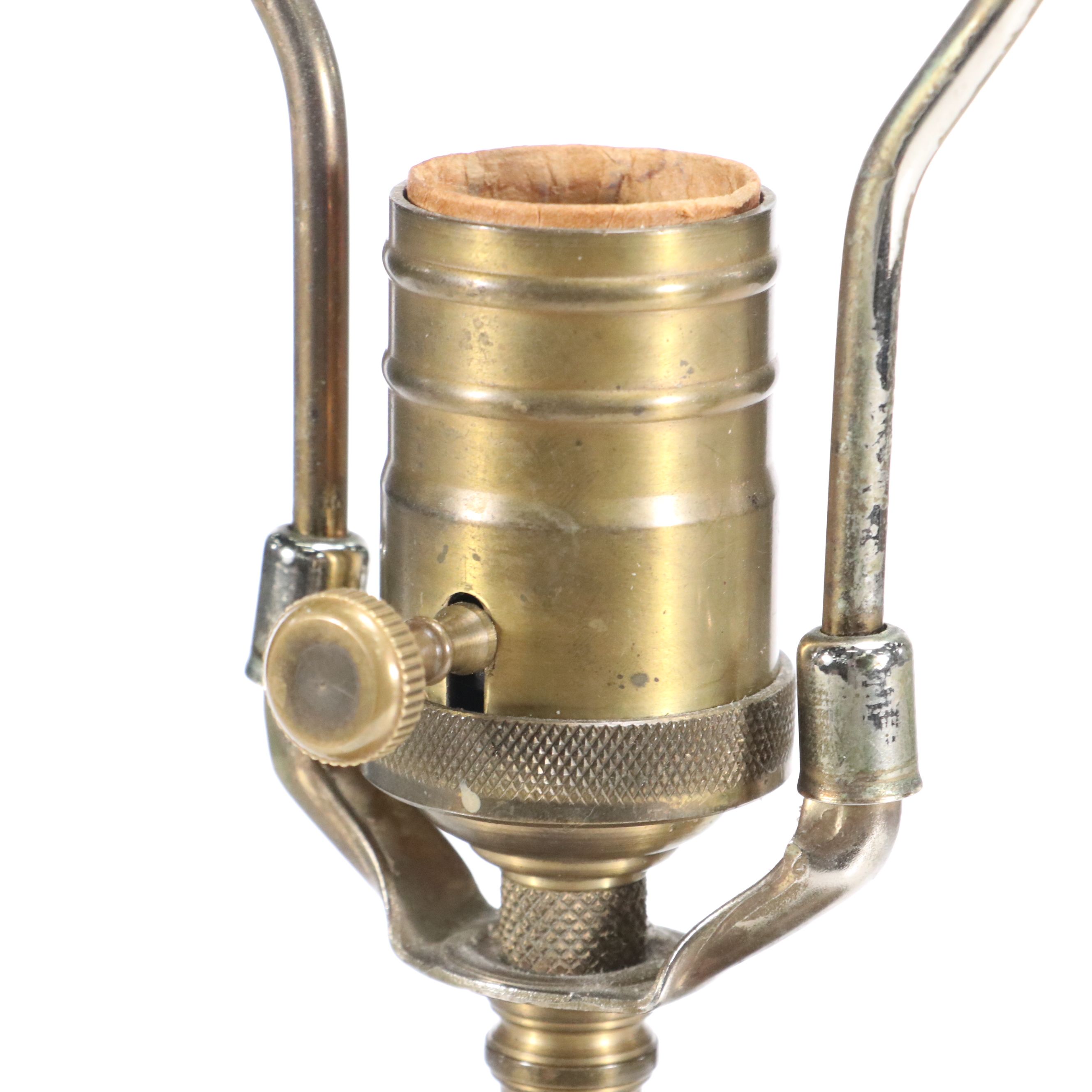 Chinese Celadon Glaze Hu Vase Lamp with Dragon Handles and Silk Shade