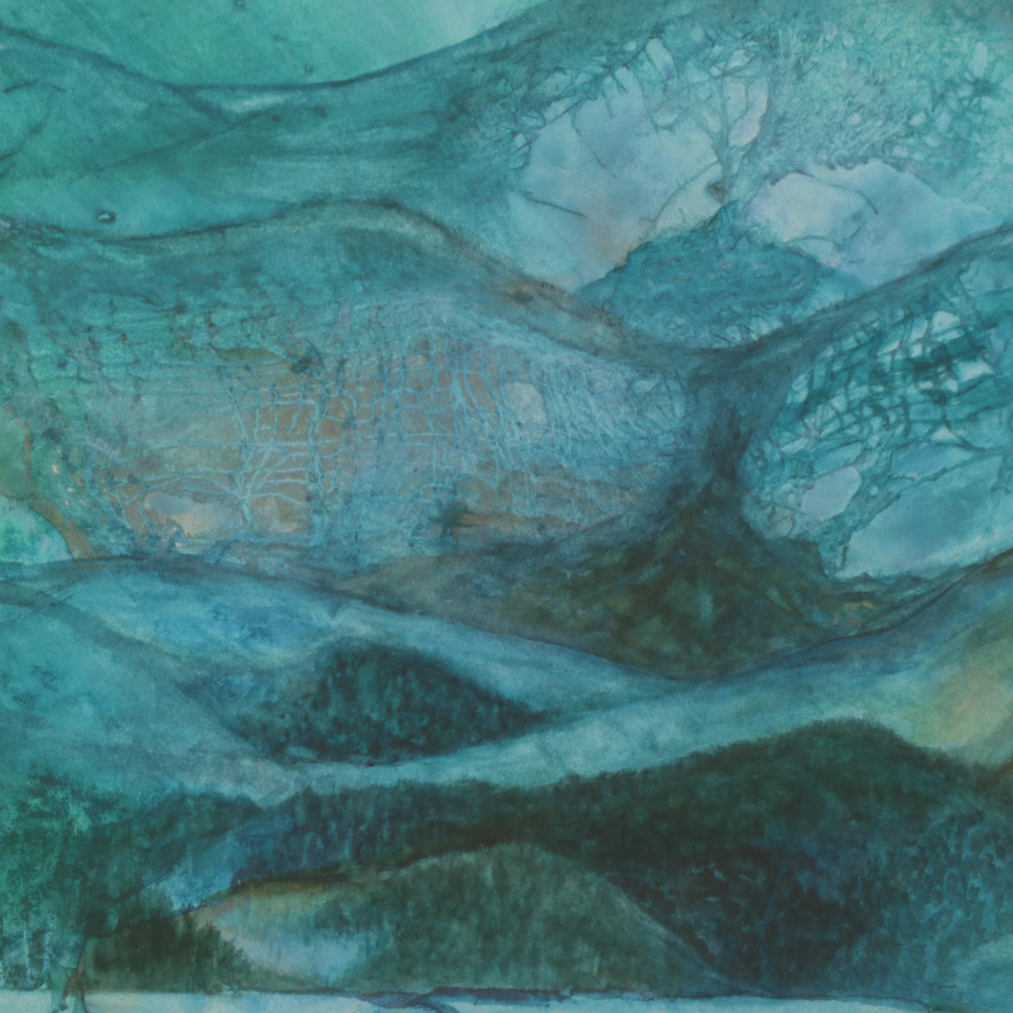 Linda Greenup Modernist Landscape Watercolor Painting, Late 20th Century