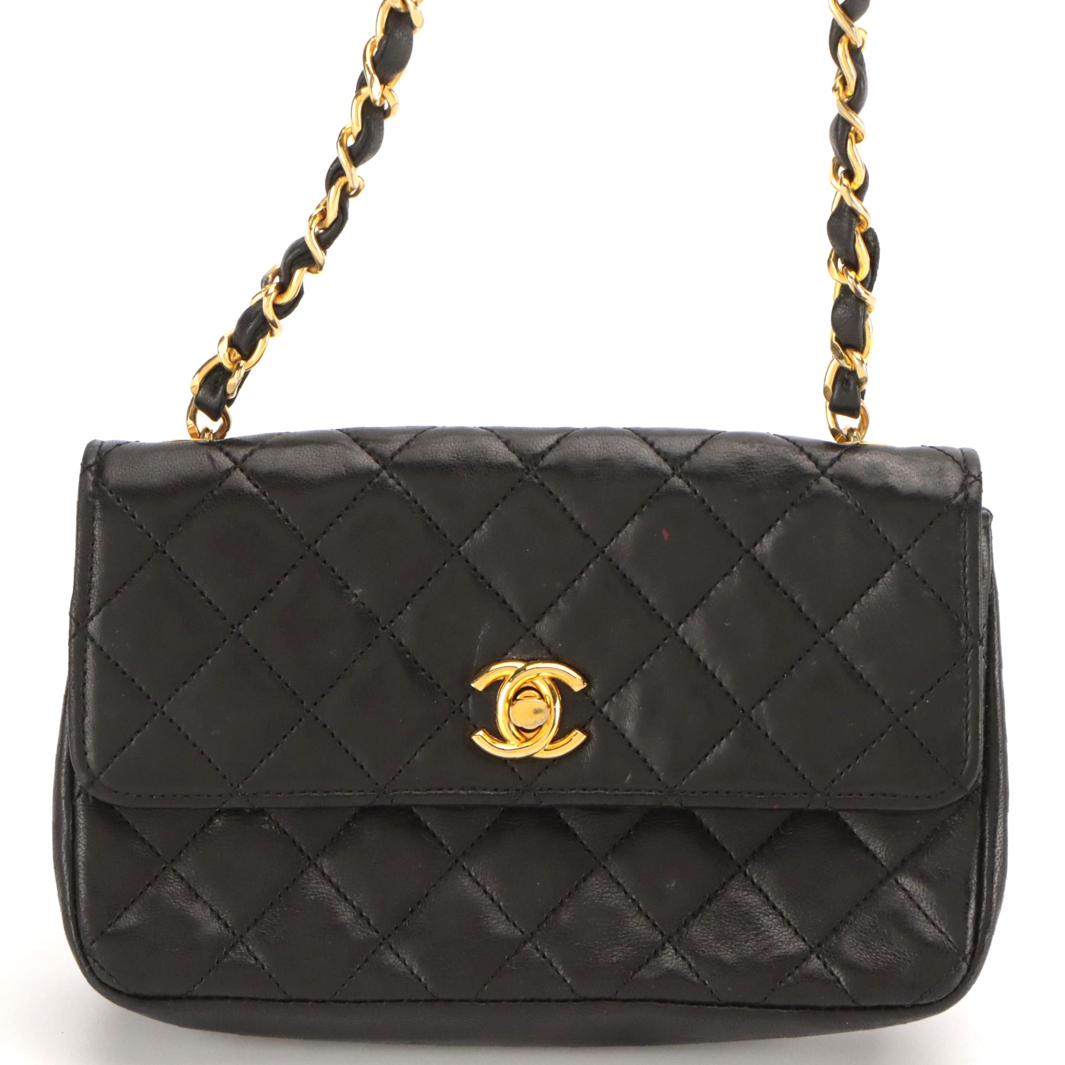 Chanel Mini Quilted Leather CC Flap Crossbody Bag with Interwoven Chain Strap