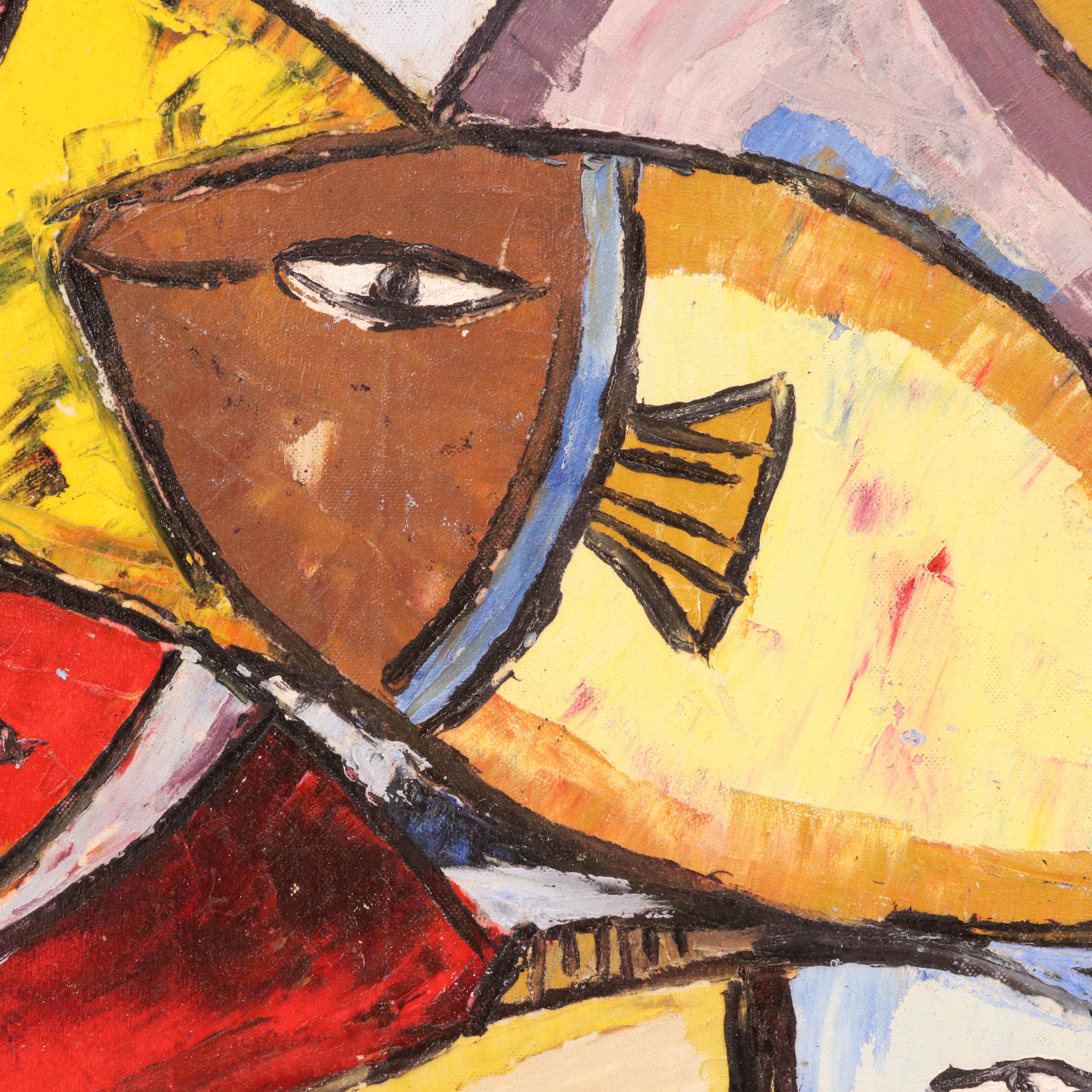 Bayo Ogundele Stylized Oil Painting of Fish, 2025