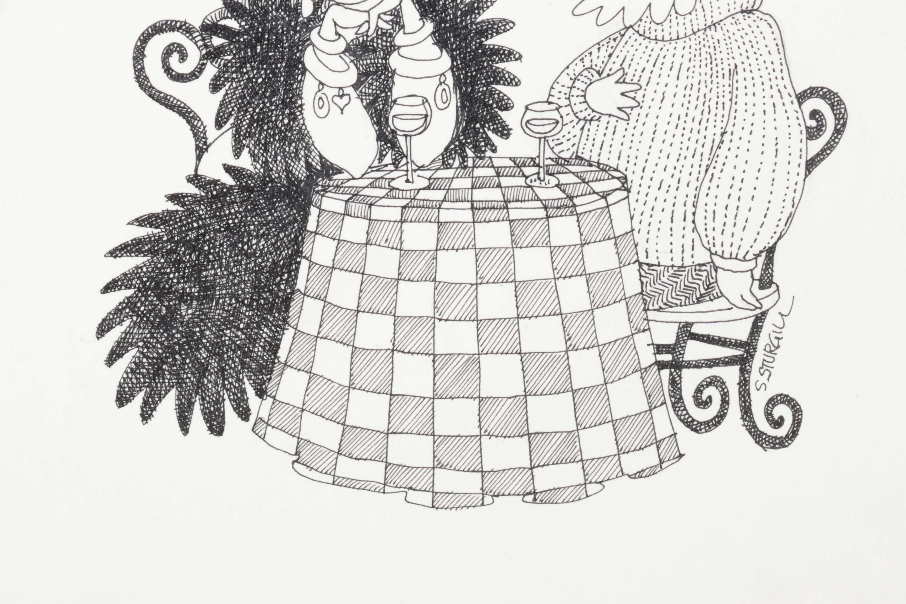 Susan Sturgill Pen and Ink Drawing "Thank You For Not Smoking"