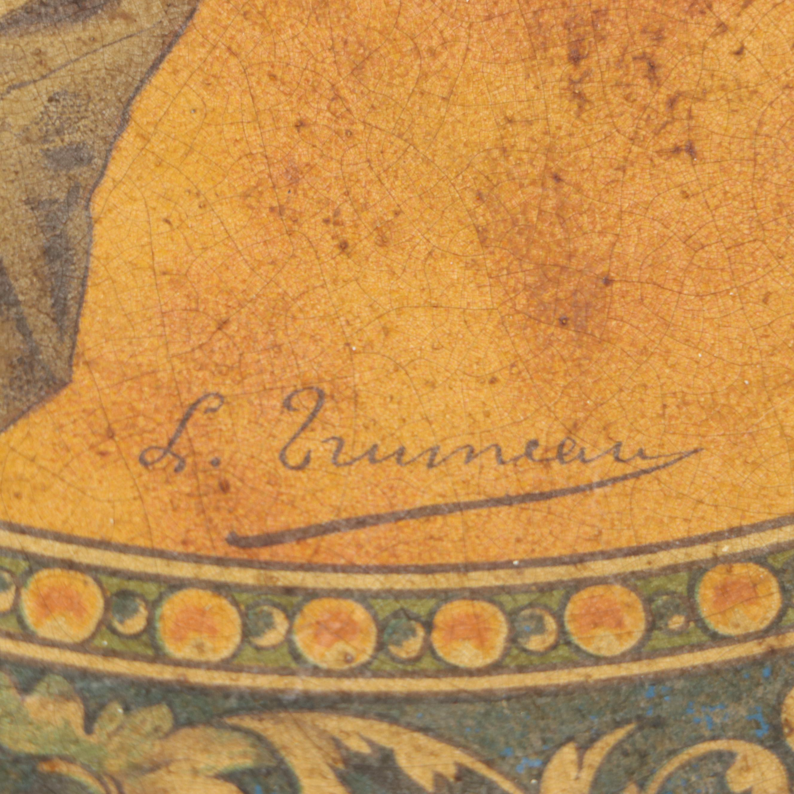 Vintage Pallas Minerva and Other Tin Litho Wall Hanging Chargers