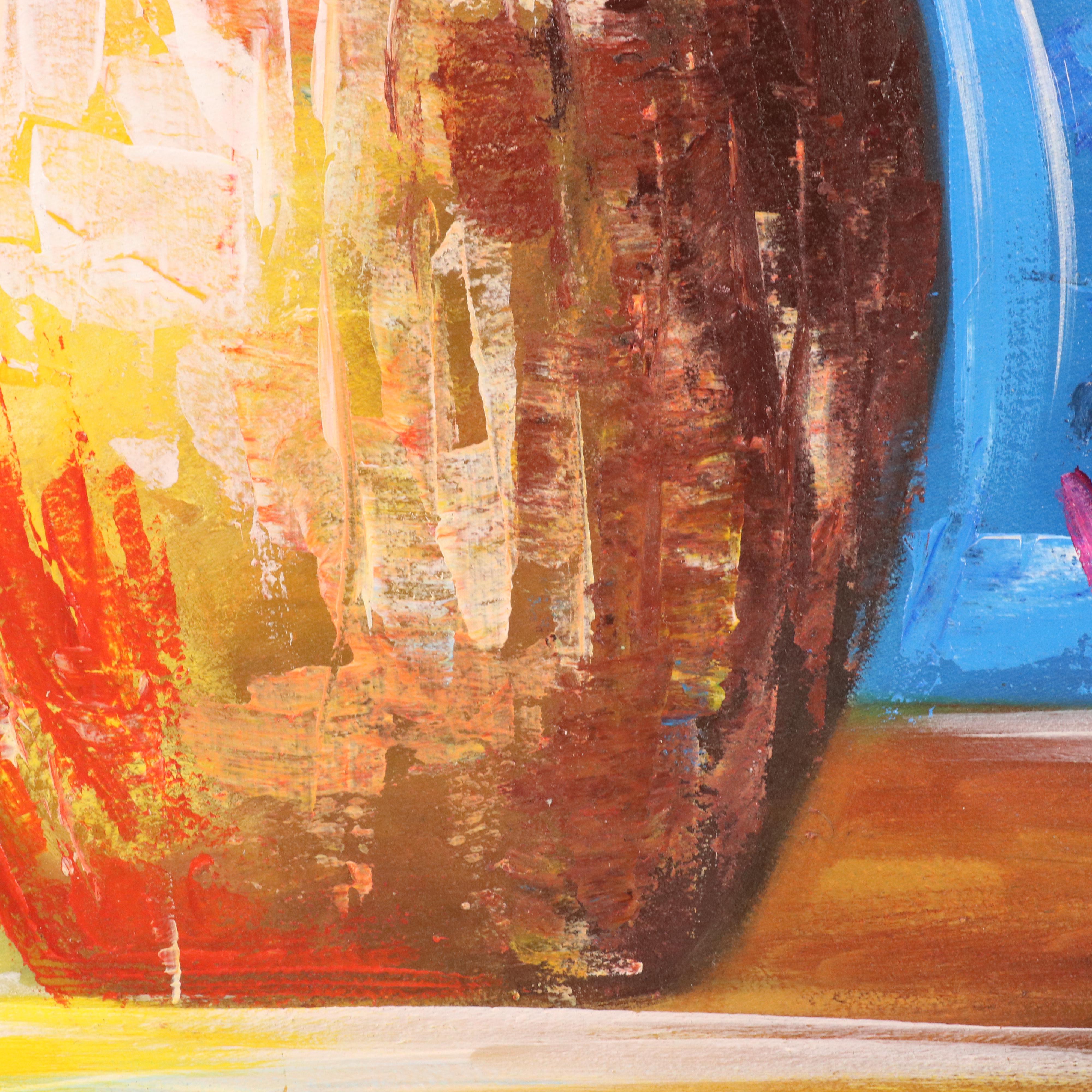 Bayo Ogundele Stylized Floral Still Life Oil Painting "Beautification Flower"