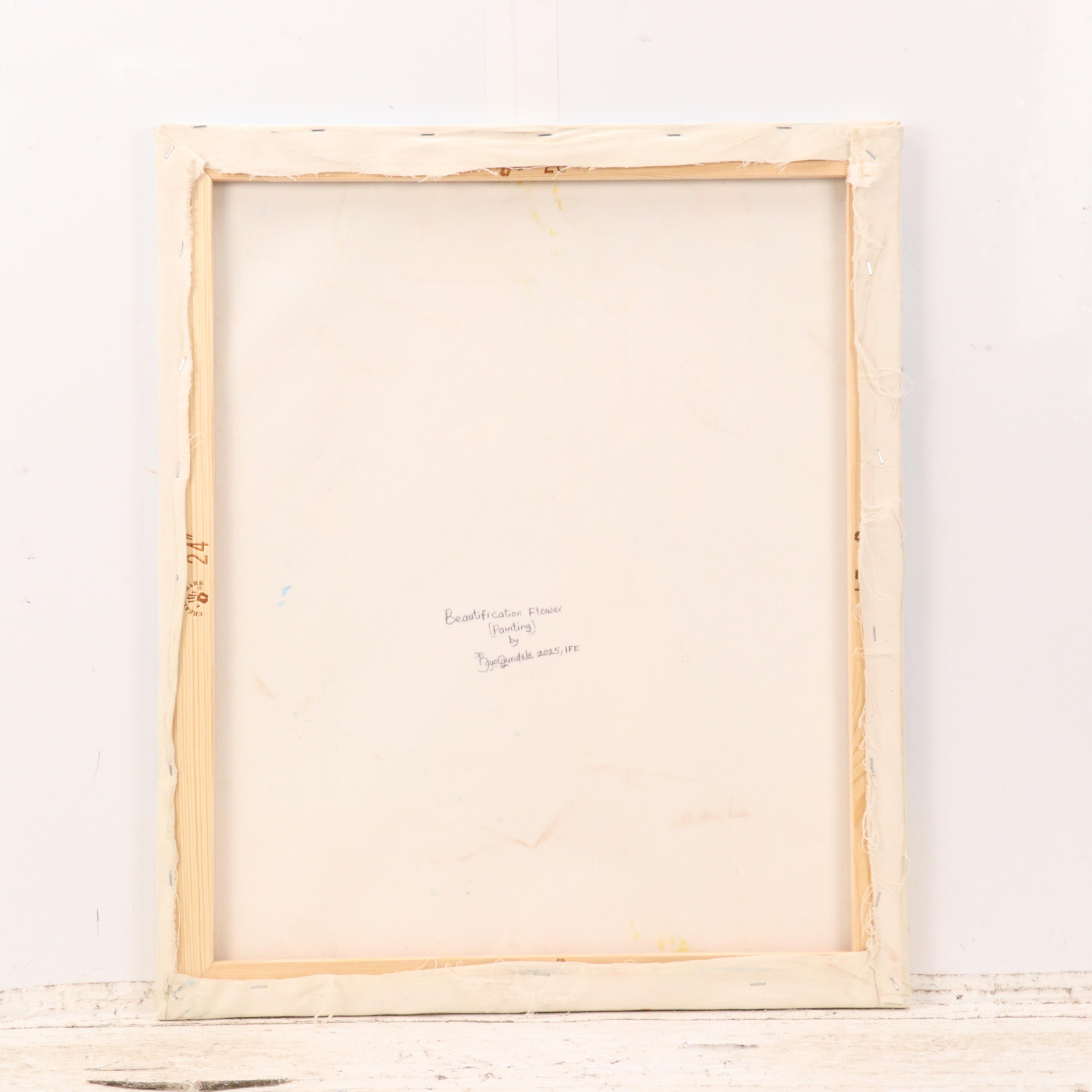 Bayo Ogundele Stylized Floral Still Life Oil Painting "Beautification Flower"