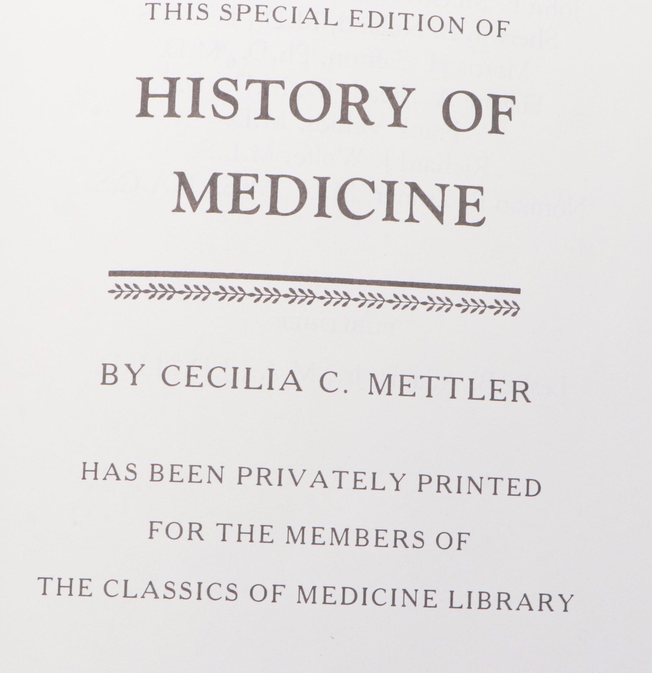 "History of Medicine" by Cecilia C. Mettler and More Medical Books