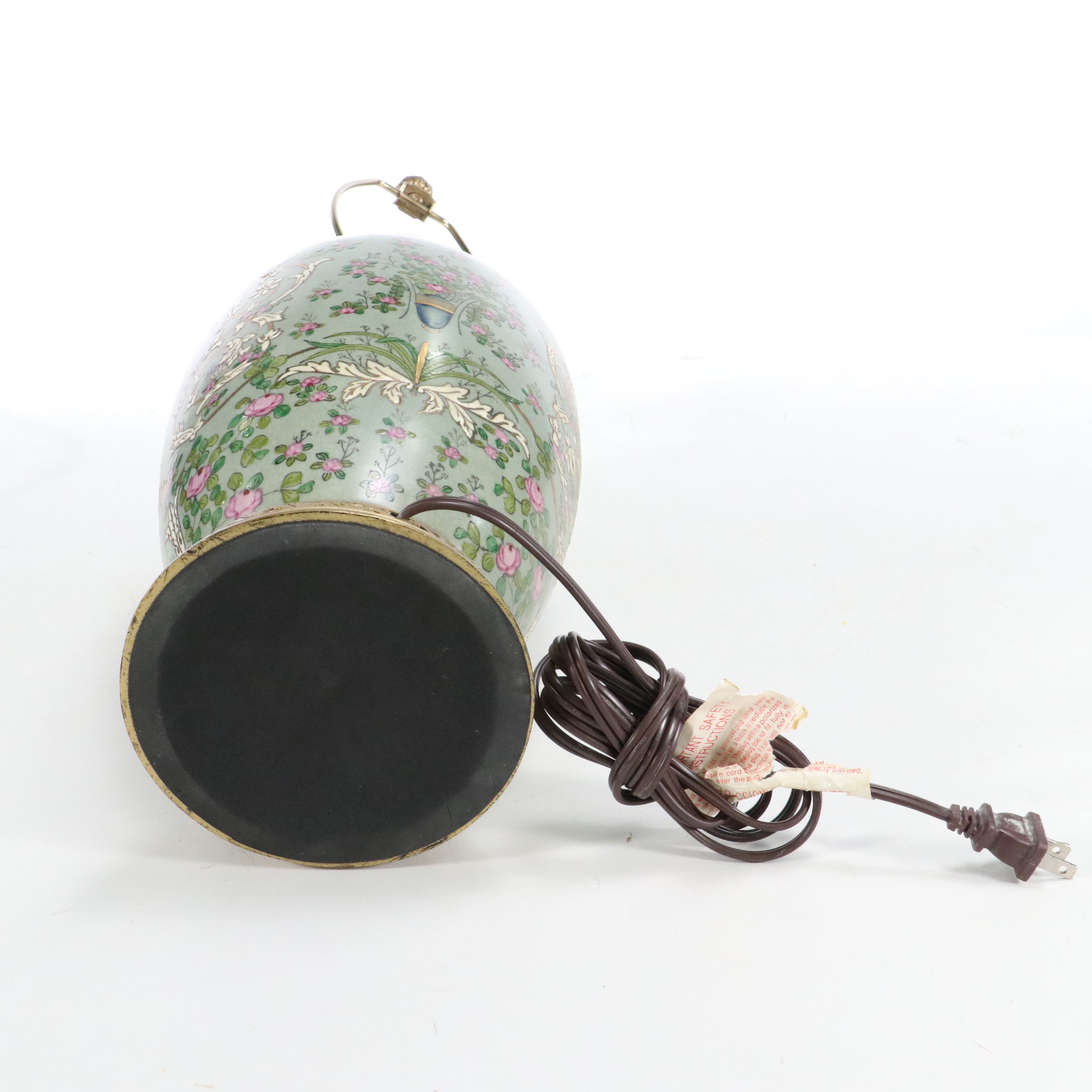Continental Style Hand-Painted Ceramic Vase Lamp, circa 2000