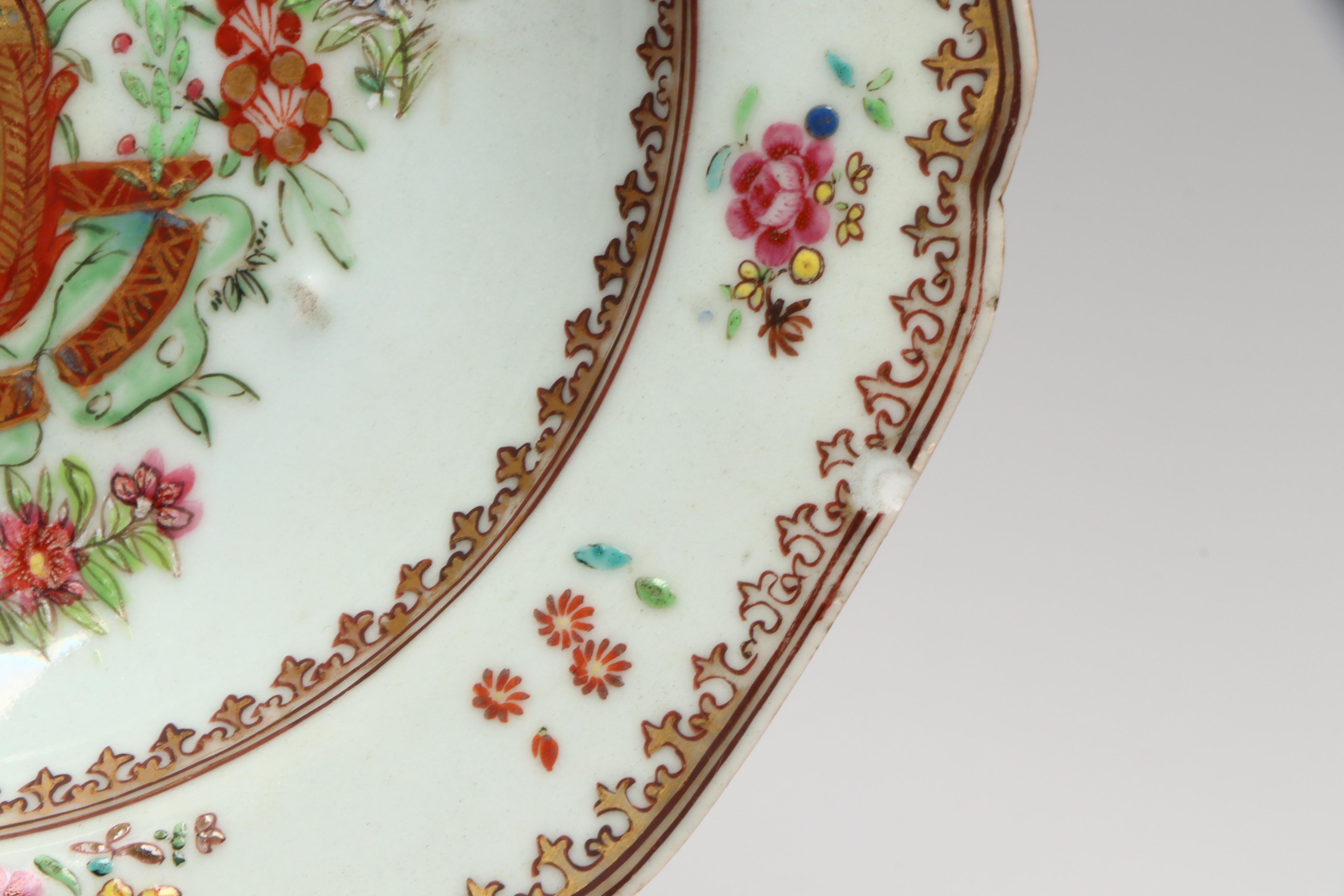 Antique Chinese Export Qing Dynasty Porcelain Reticulated Bowl and Dishes