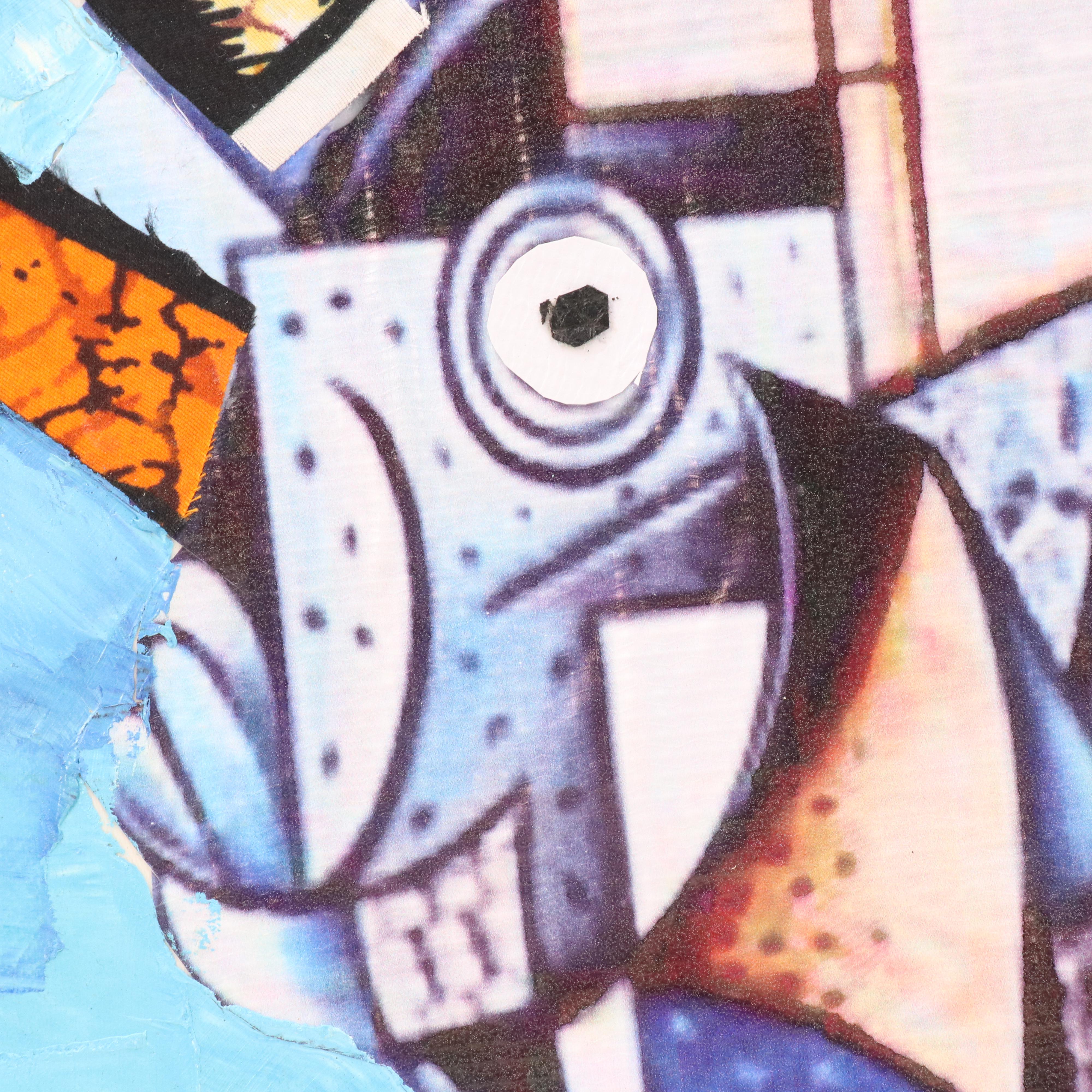 Bayo Ogundele Stylized Mixed Media Collage of a Fish "Eja Abami," 2025