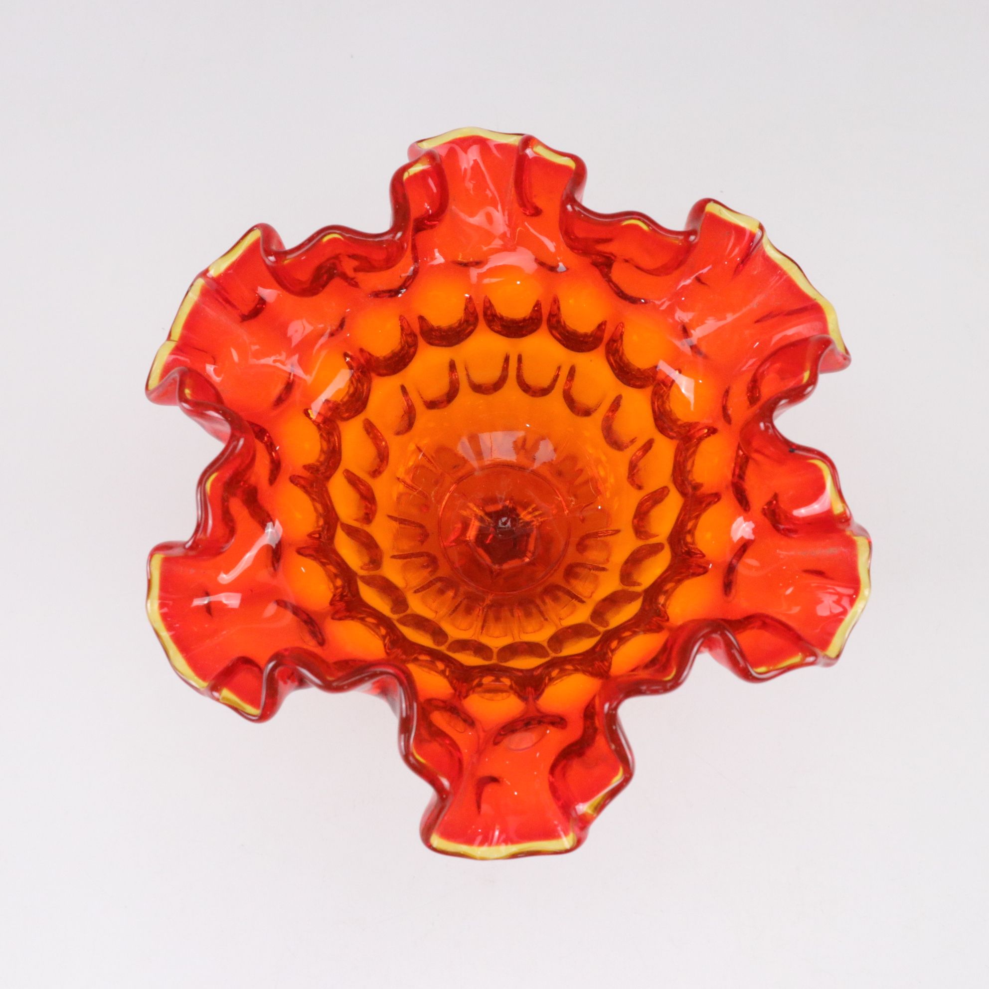 Fenton Amberina Bell and Candy Dish with Etched Glass Bell and Nortec Card Tray