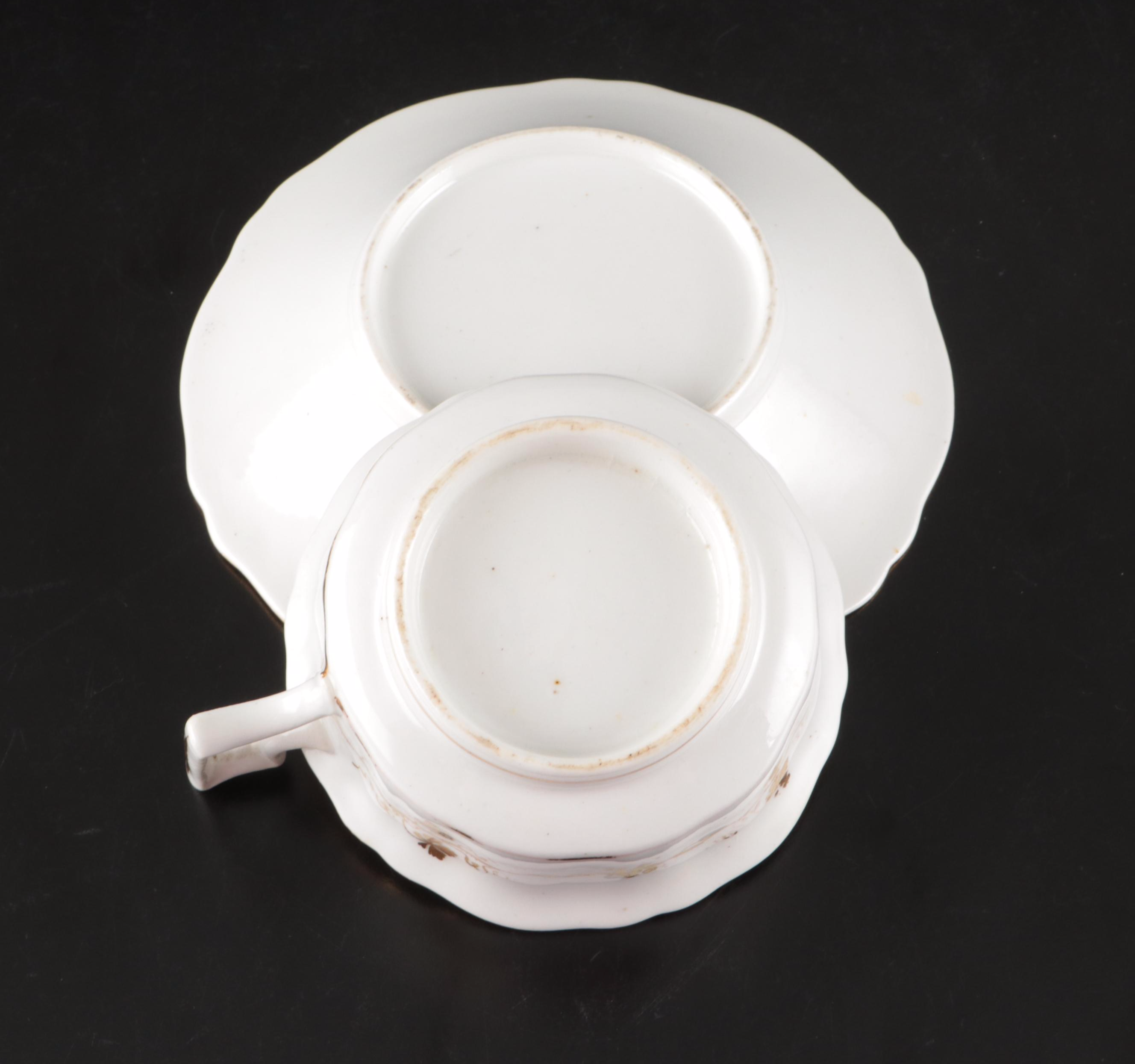 English Coalbrookdale Style with Other Georgian Style Teacups and Saucers