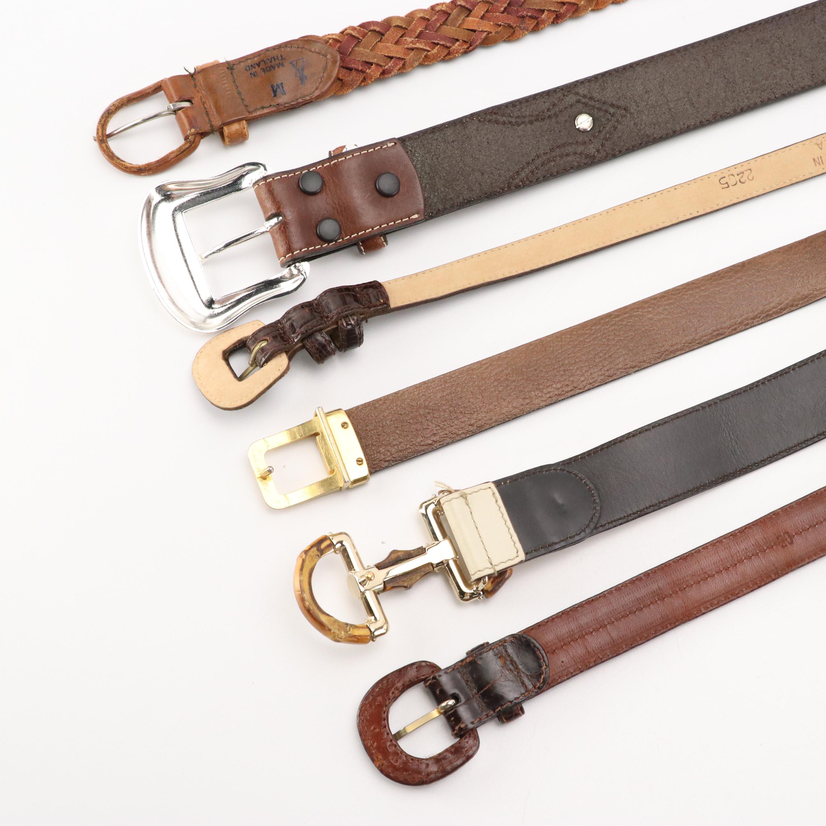 Vintage Leather Belts Featuring Gucci, Barcelona and Nocona Belt Co.