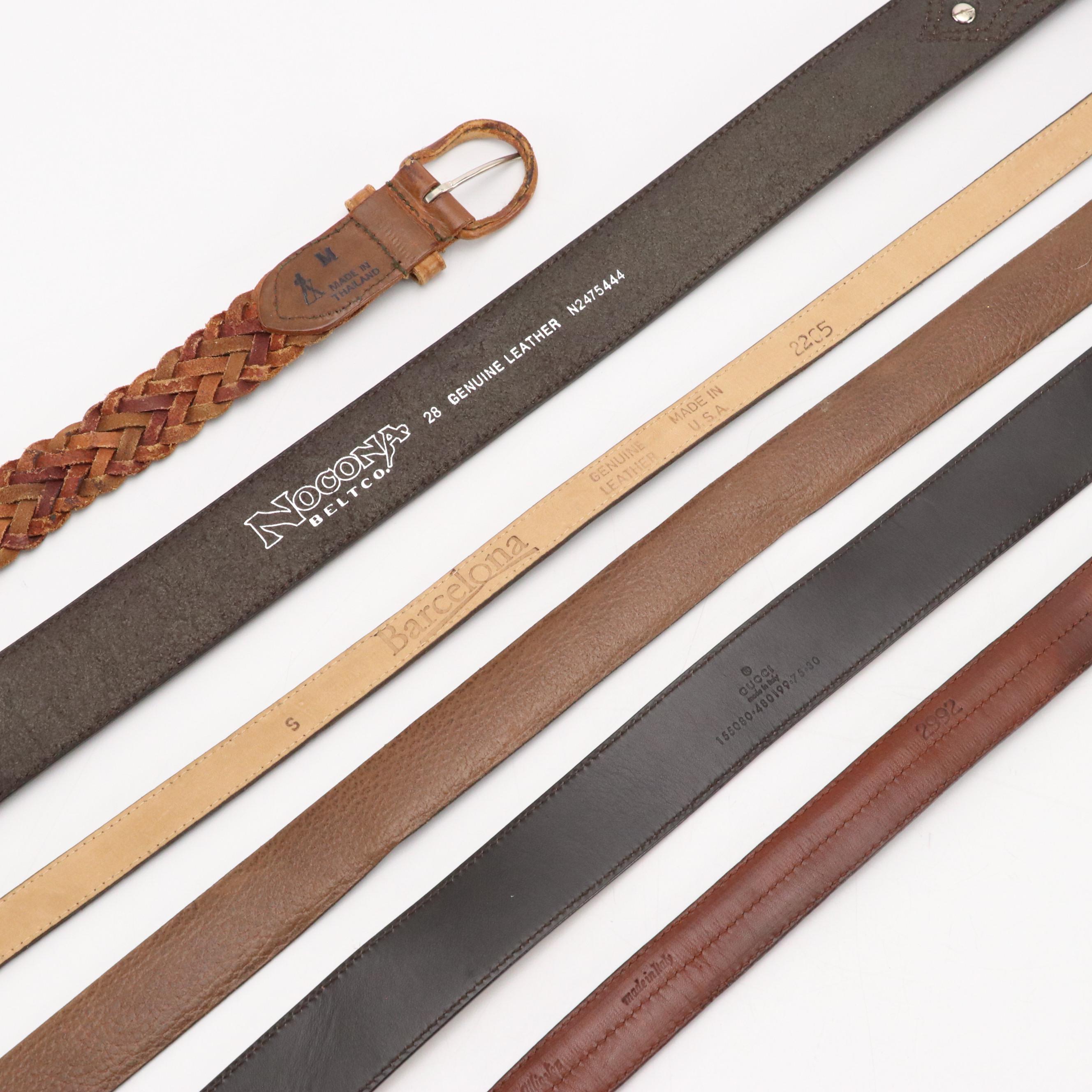 Vintage Leather Belts Featuring Gucci, Barcelona and Nocona Belt Co.