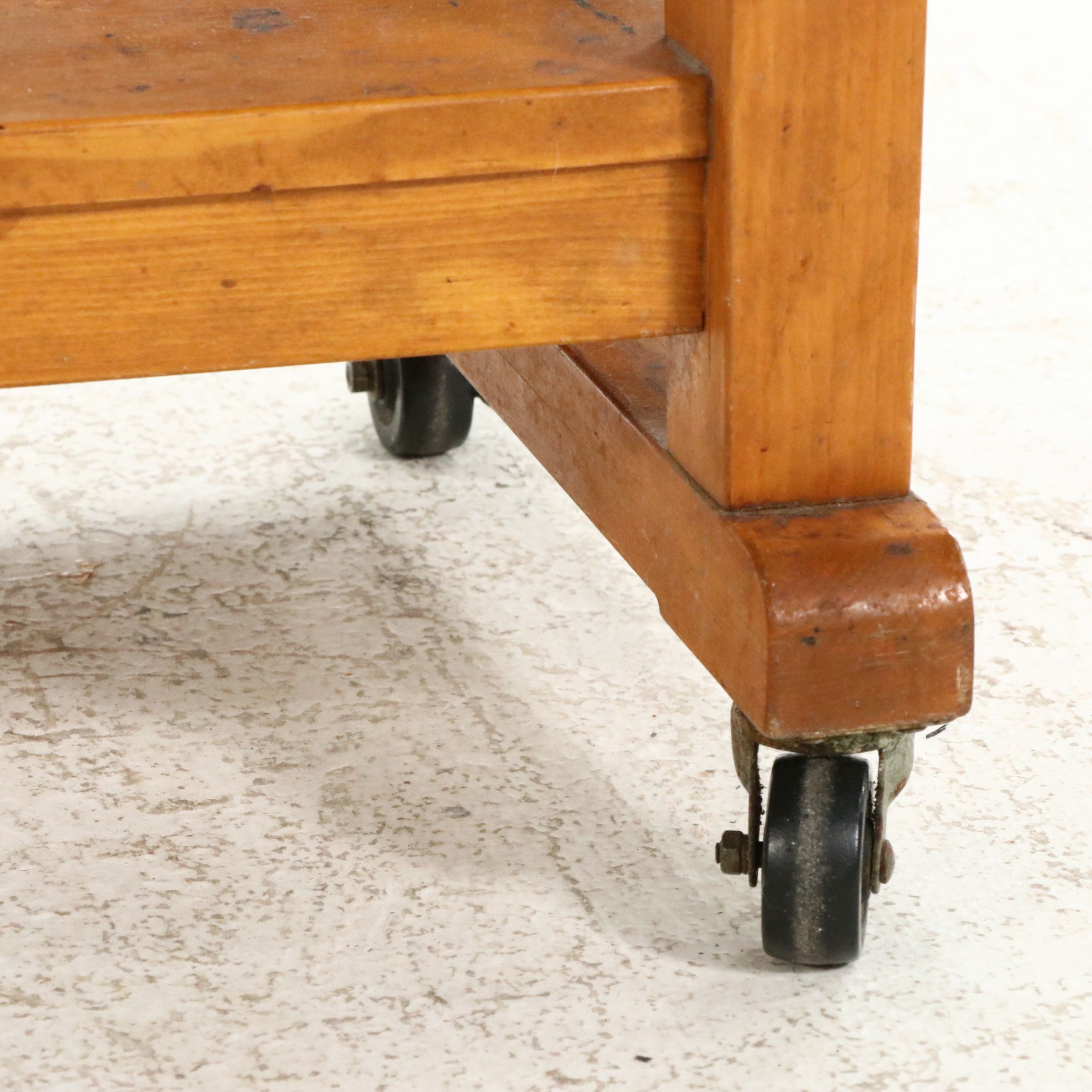Bench-Made Pine Kitchen Cart with Granite Top