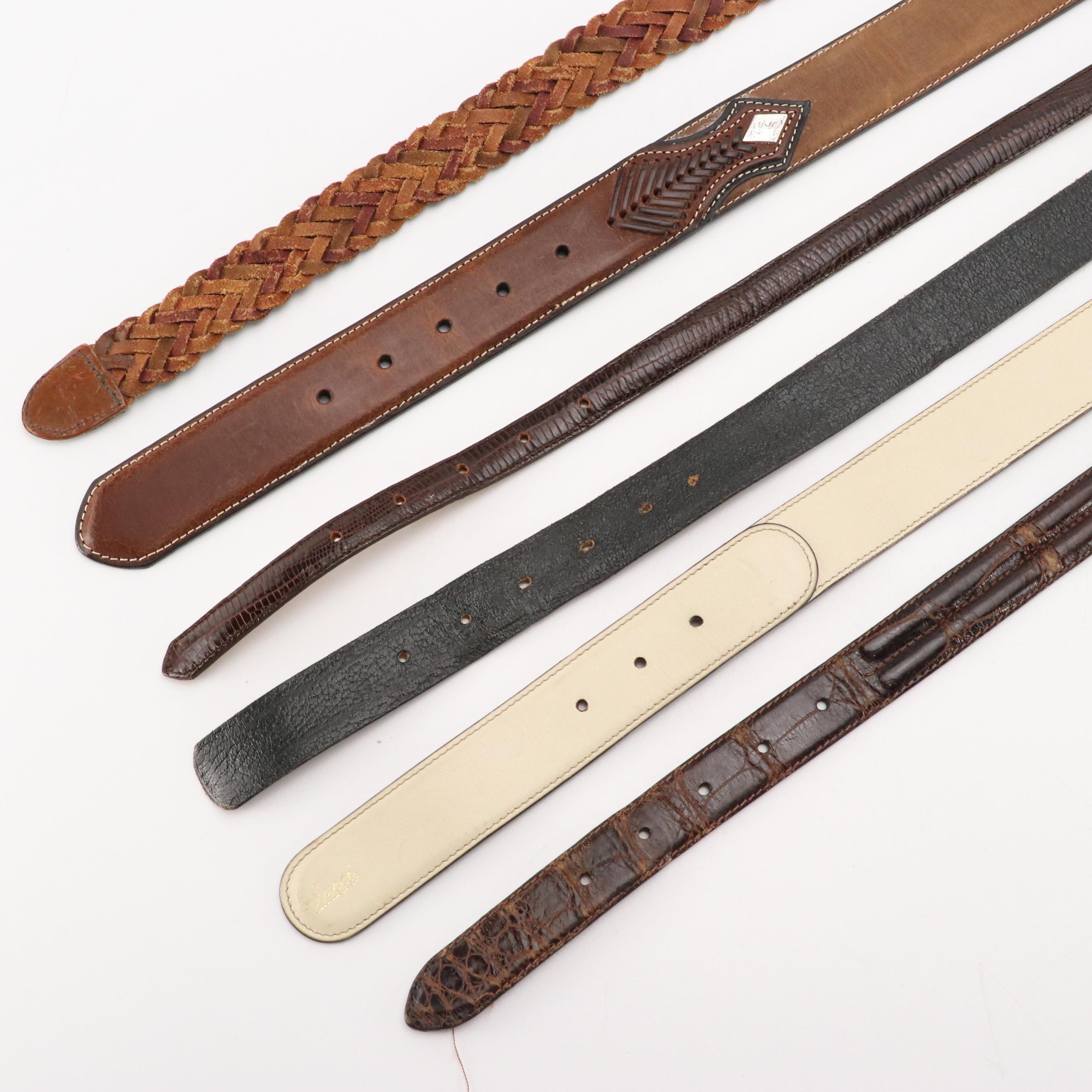 Vintage Leather Belts Featuring Gucci, Barcelona and Nocona Belt Co.