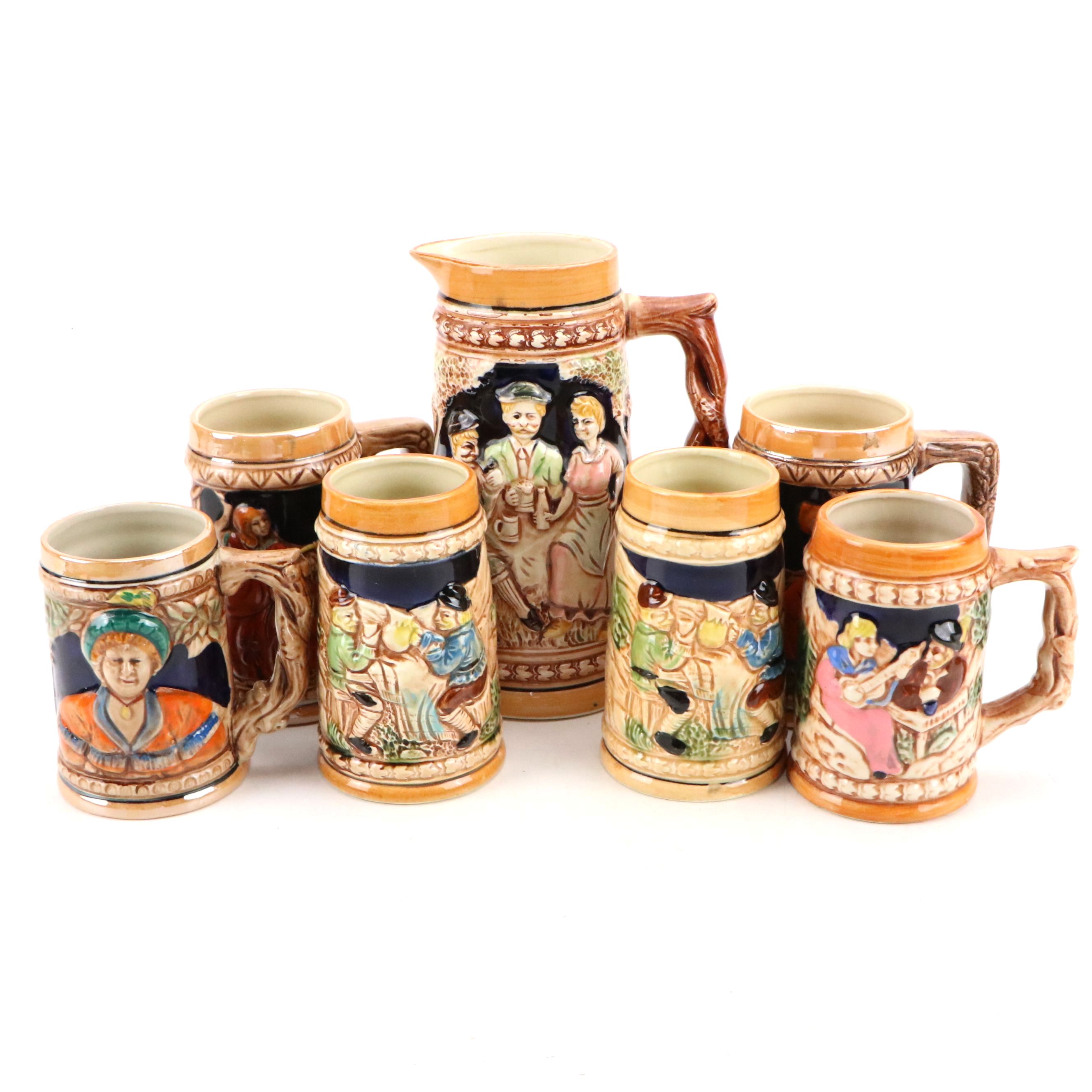 Rossini and Other Ceramic Stein Mugs and Pitcher