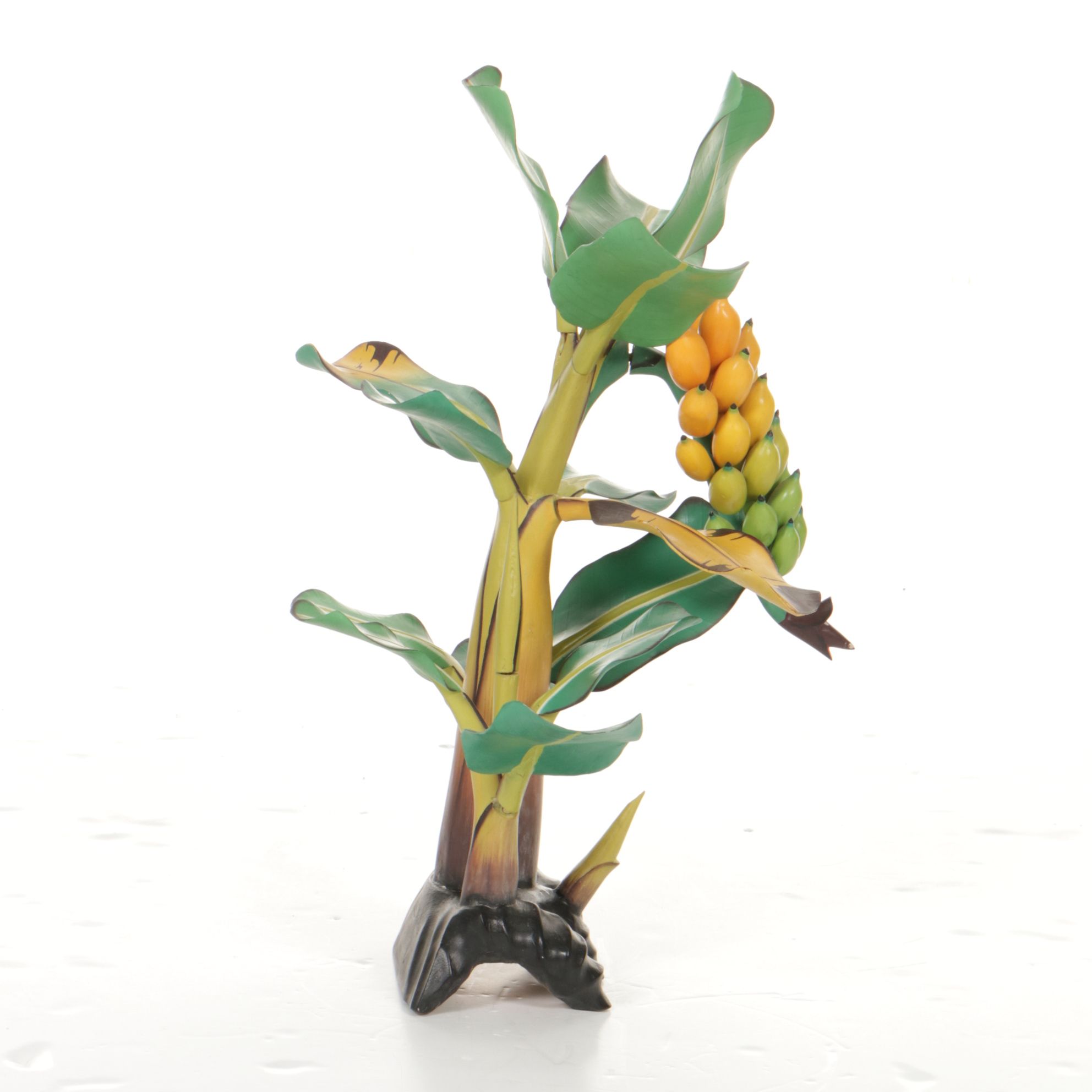 Indonesian Carved Wood Banana Tree Sculpture