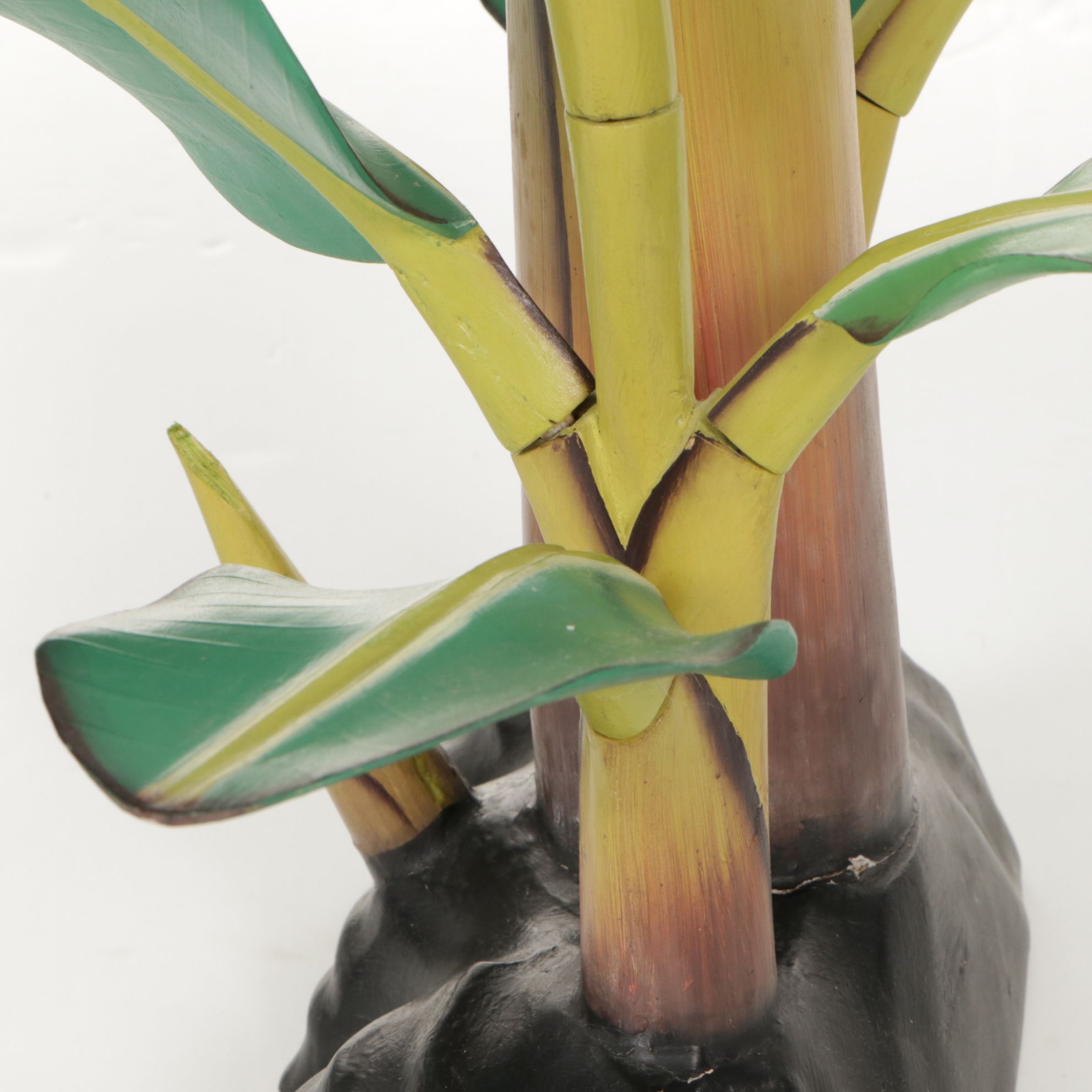 Indonesian Carved Wood Banana Tree Sculpture