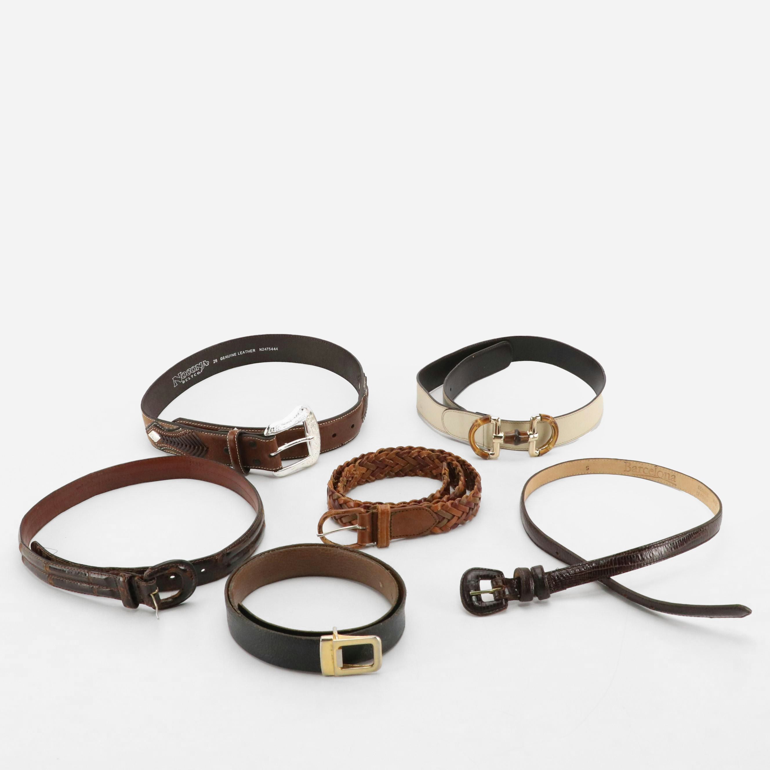 Vintage Leather Belts Featuring Gucci, Barcelona and Nocona Belt Co.