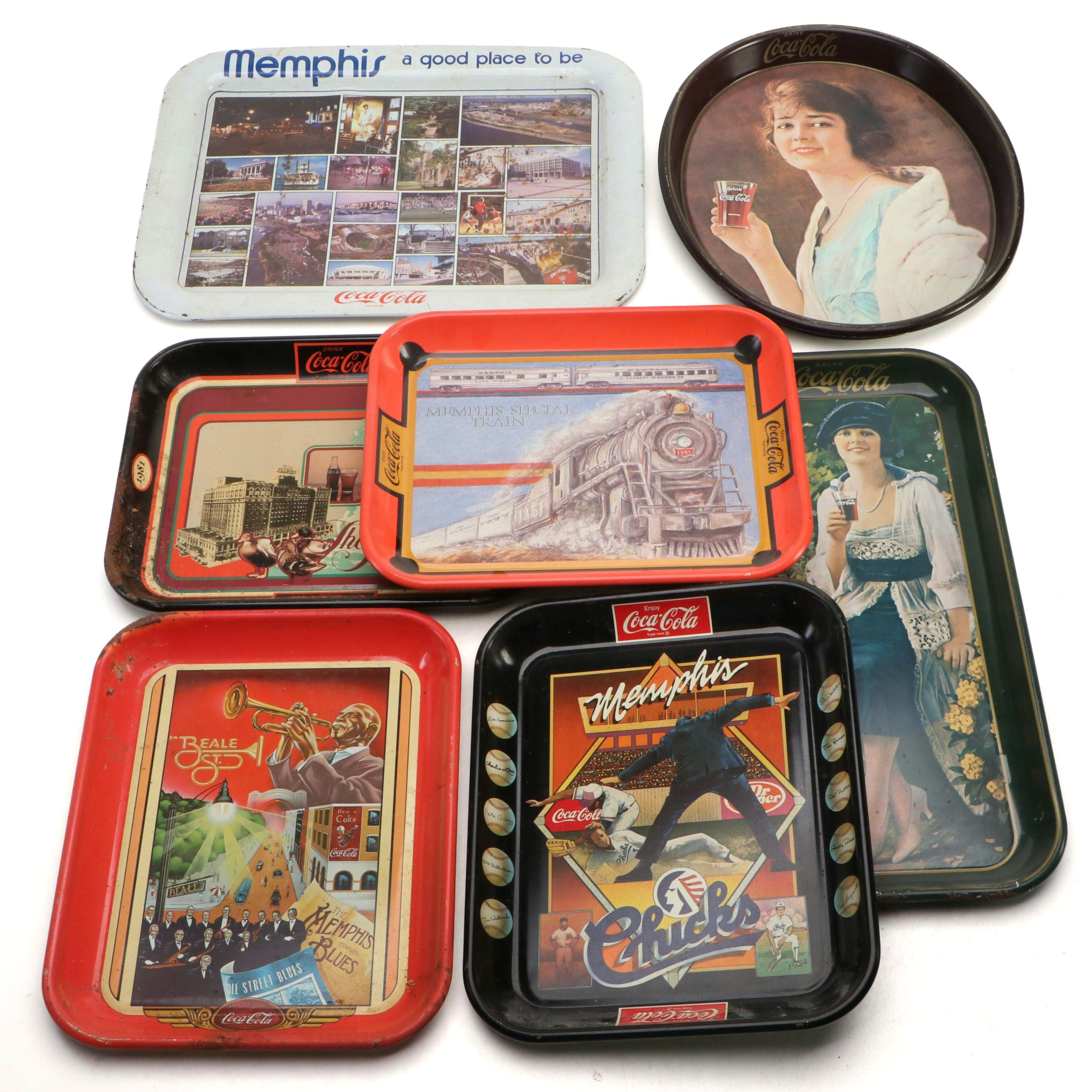Coca-Cola Metal Reproduction Advertising Trays, Late 20th Century