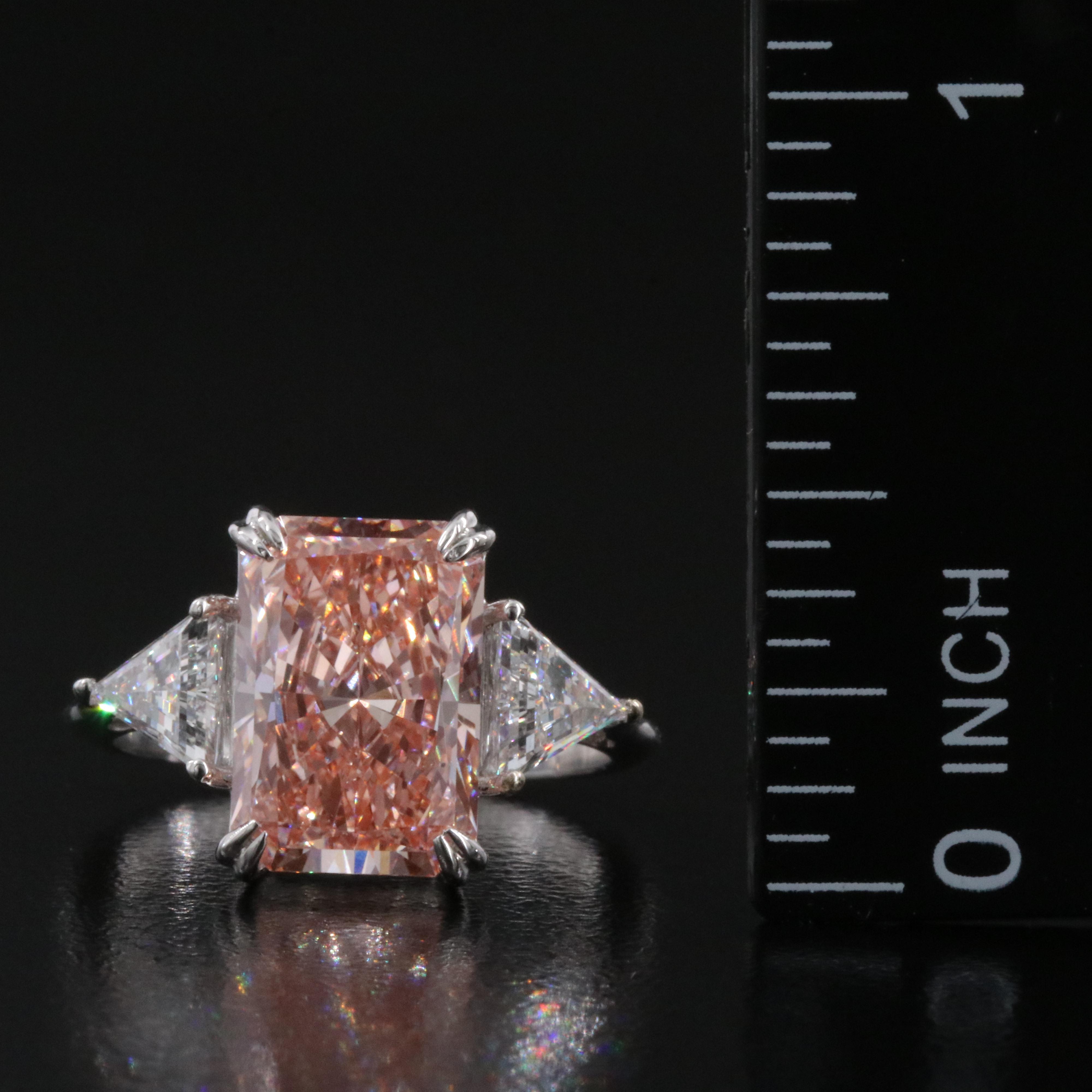 14K 5.00 CTW Lab Grown Diamond Ring with Fancy Pink Center and IGI Report
