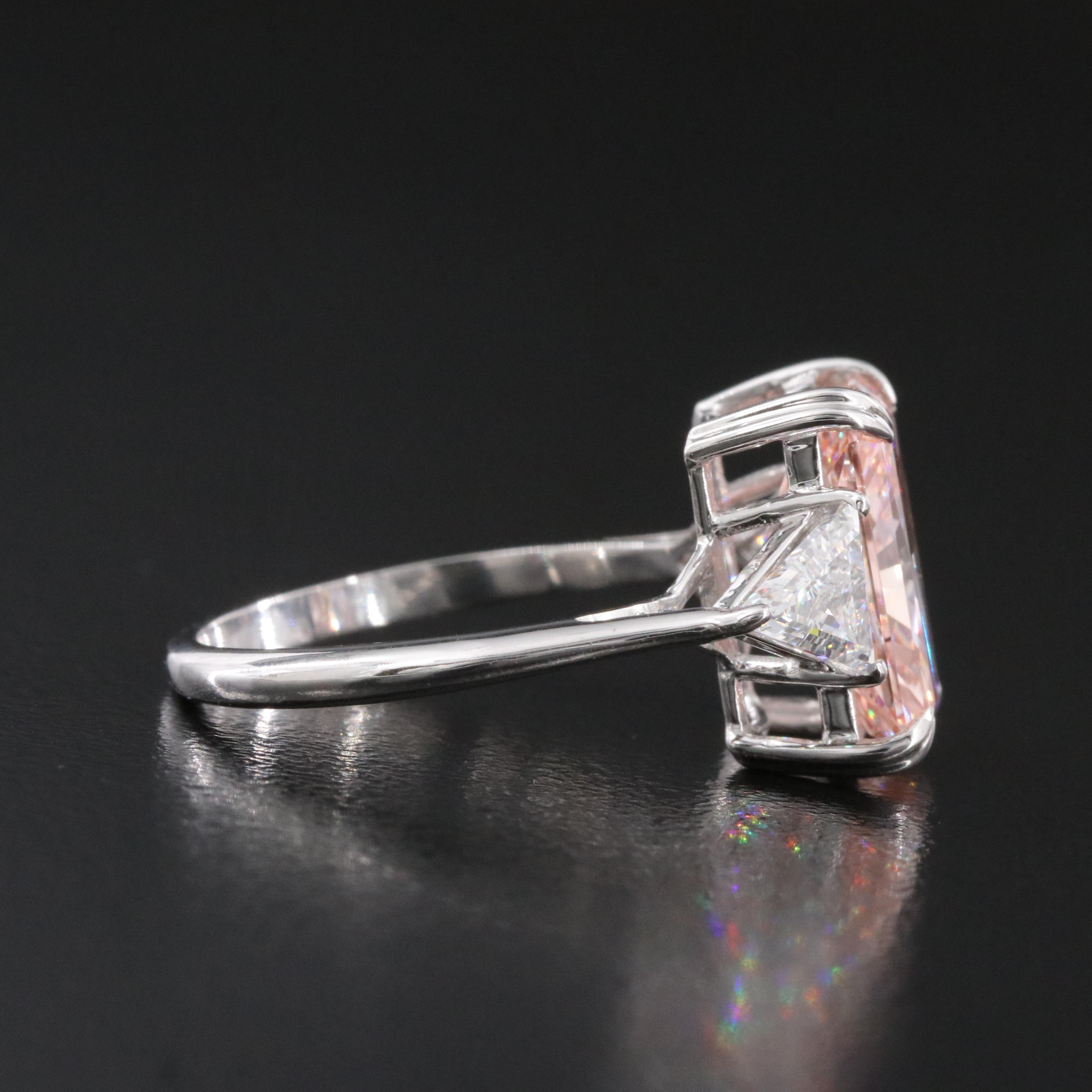 14K 5.00 CTW Lab Grown Diamond Ring with Fancy Pink Center and IGI Report