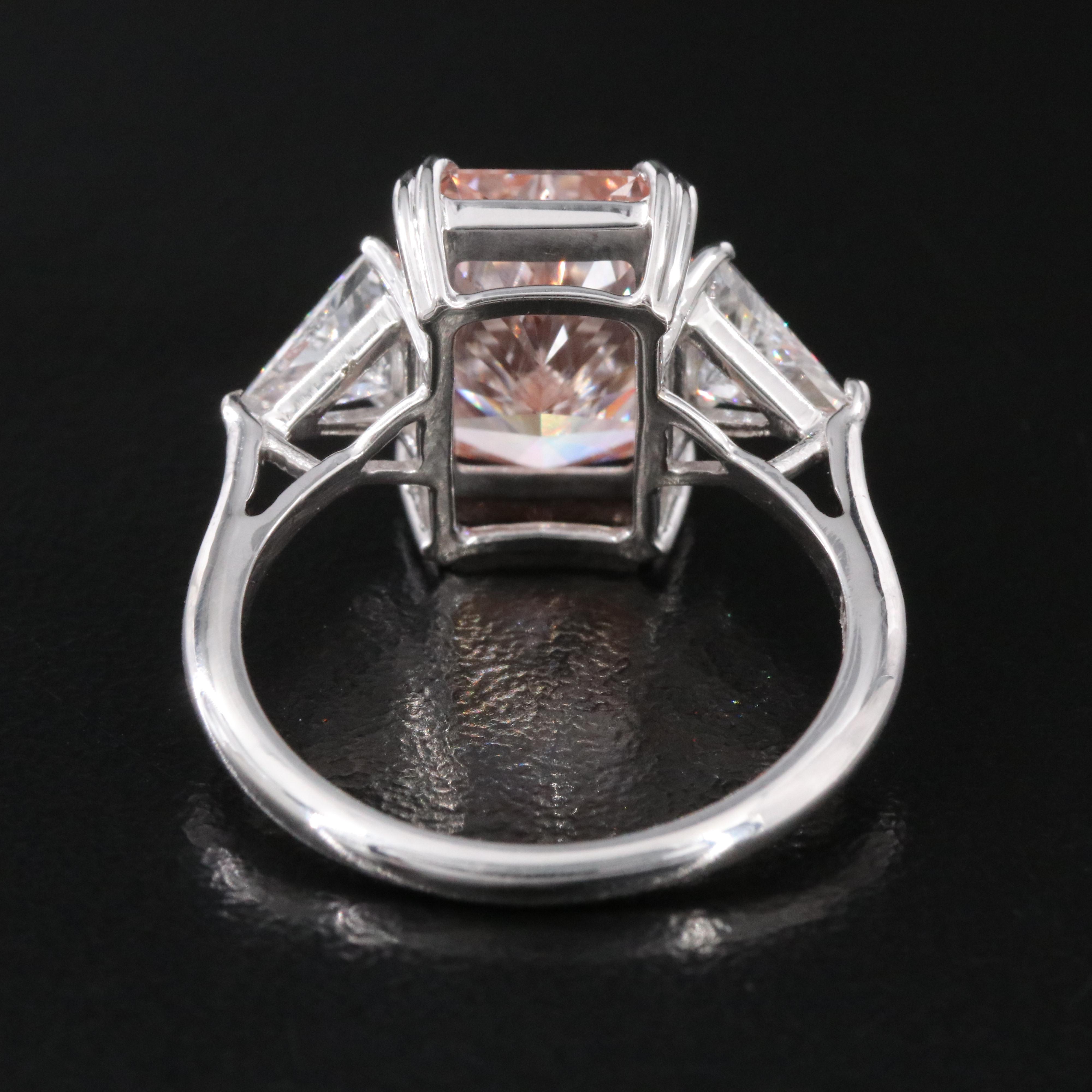 14K 5.00 CTW Lab Grown Diamond Ring with Fancy Pink Center and IGI Report
