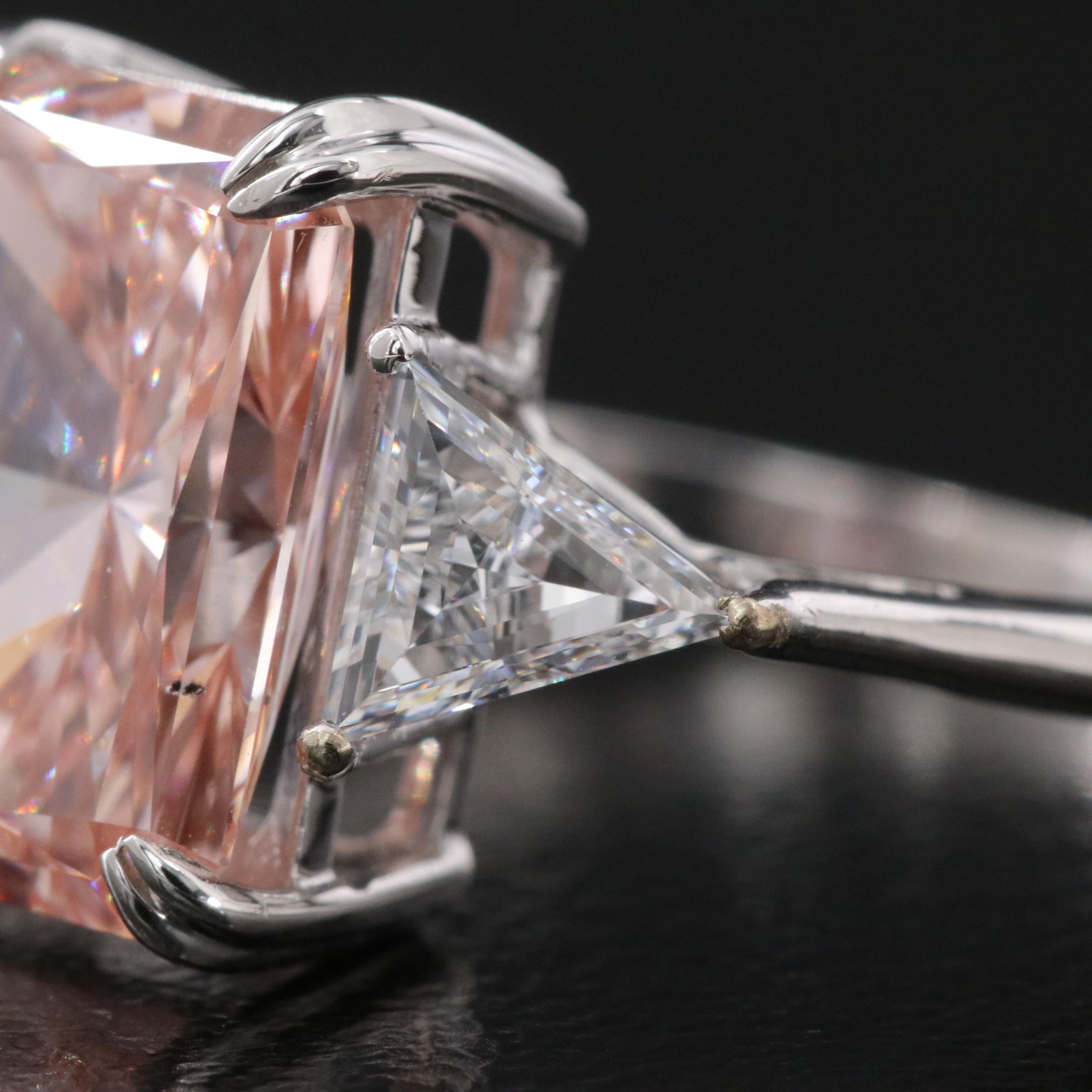 14K 5.00 CTW Lab Grown Diamond Ring with Fancy Pink Center and IGI Report