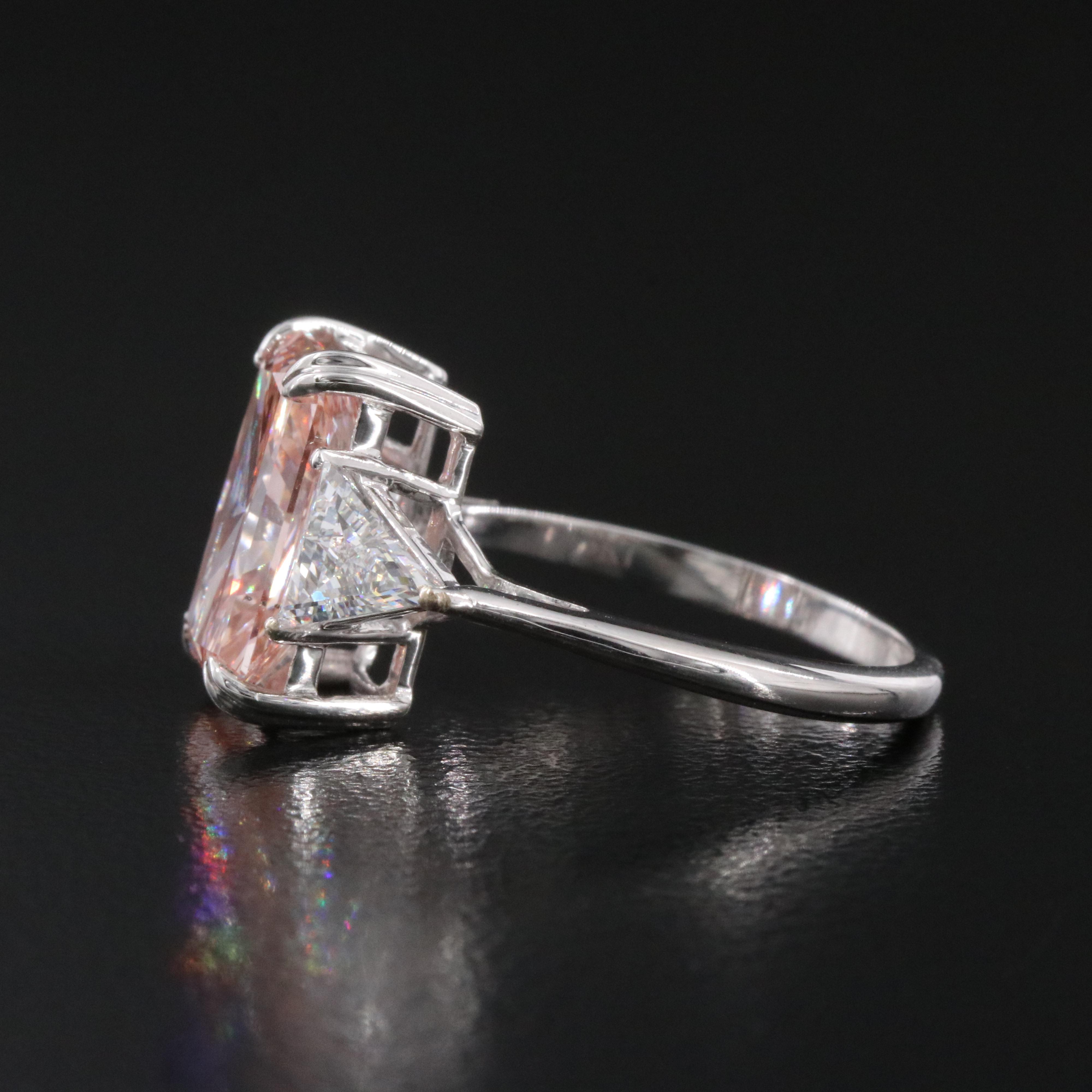 14K 5.00 CTW Lab Grown Diamond Ring with Fancy Pink Center and IGI Report