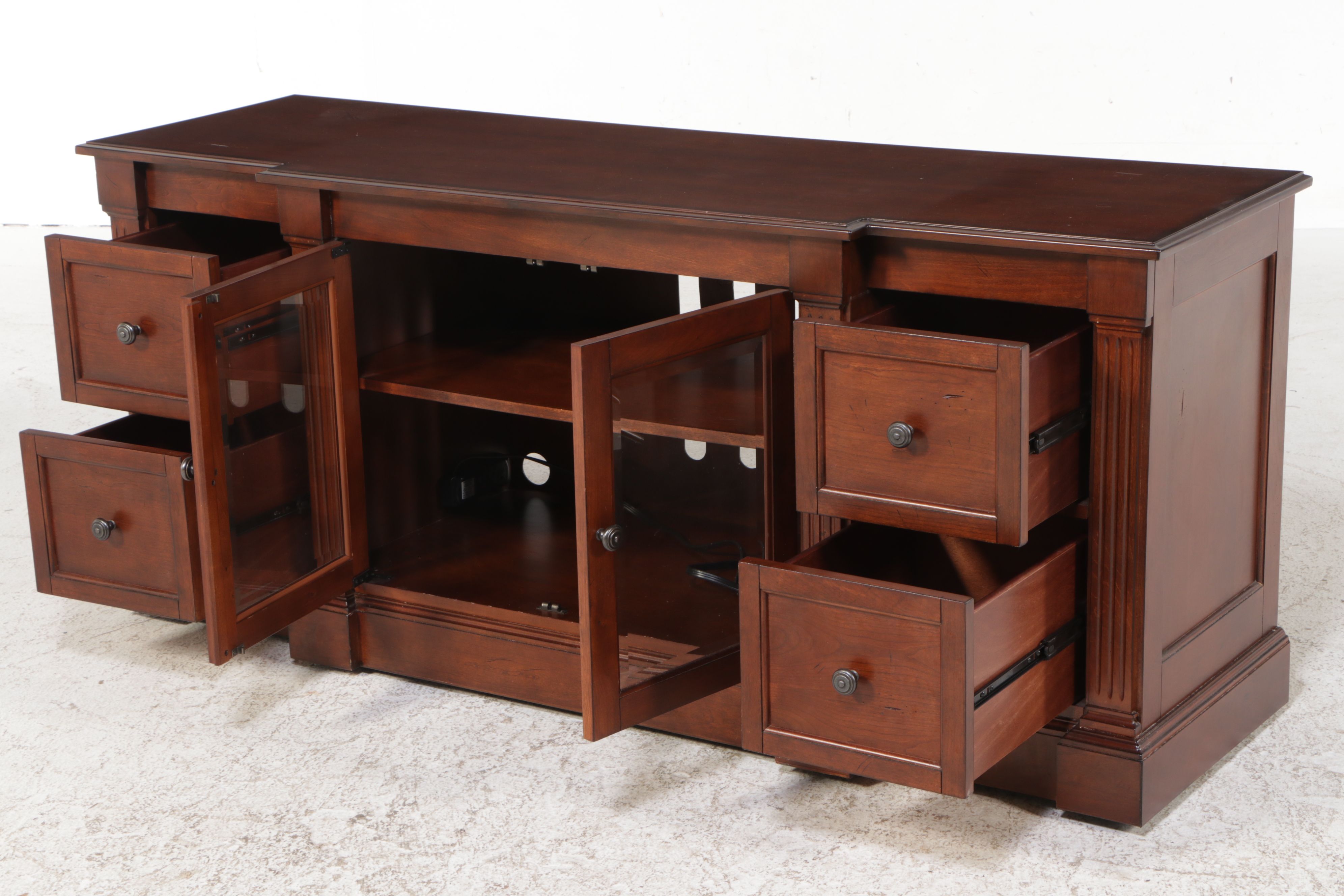 Mahogany Finish Media Cabinet, 21st Century
