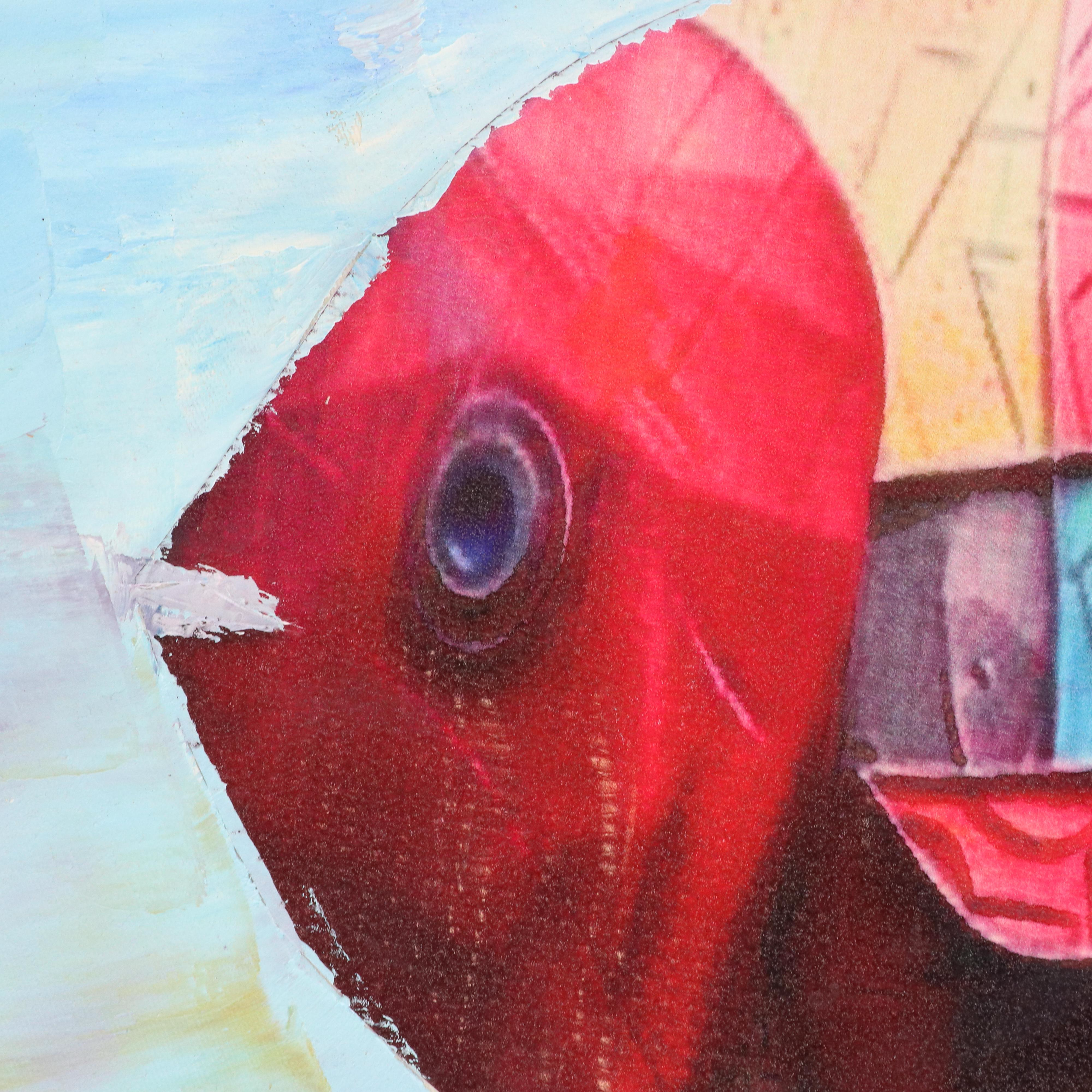 Bayo Ogundele Stylized Mixed Media Collage "Fishes," 2025