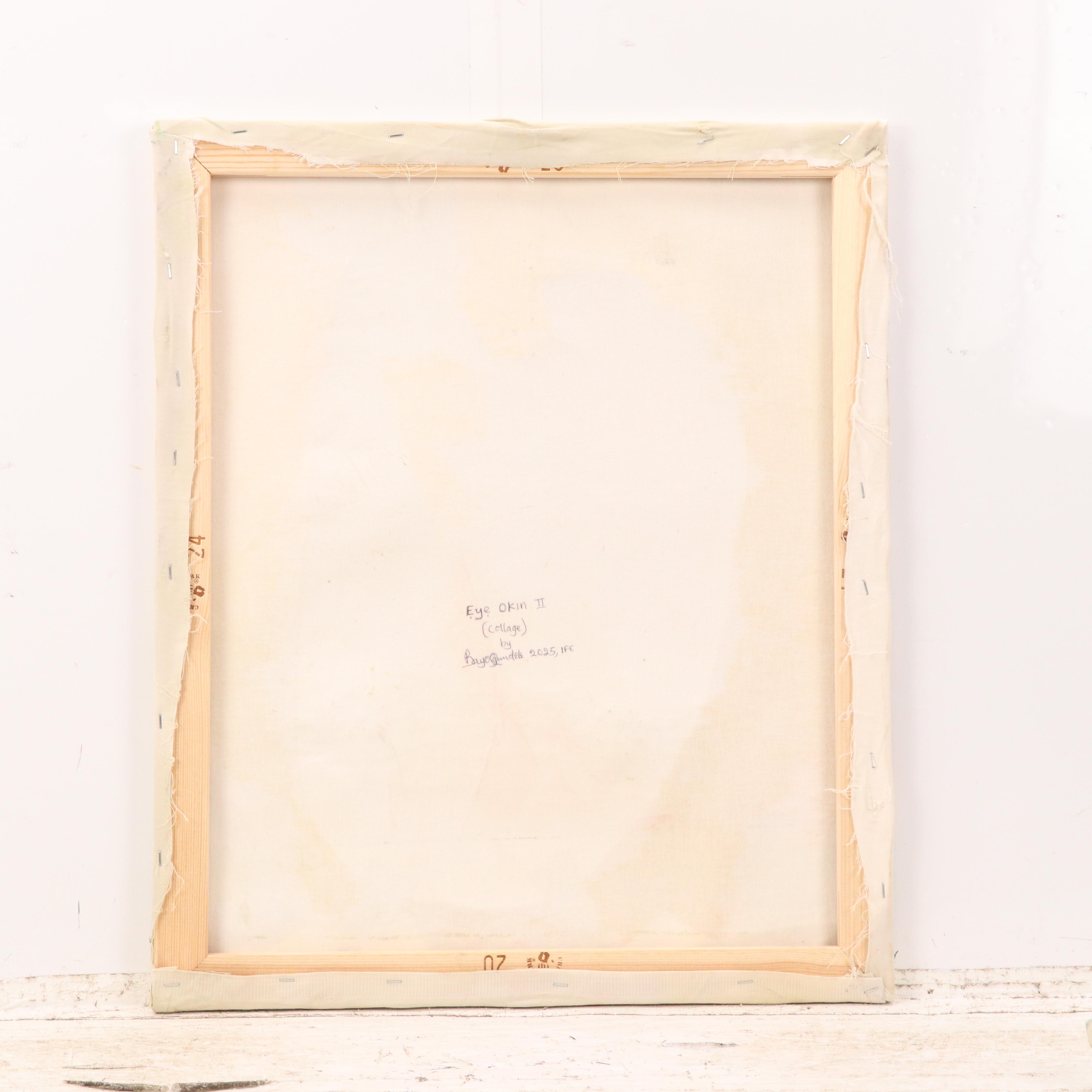 Bayo Ogundele Stylized Mixed Media Collage of Peacock "Eye Okin II," 2025