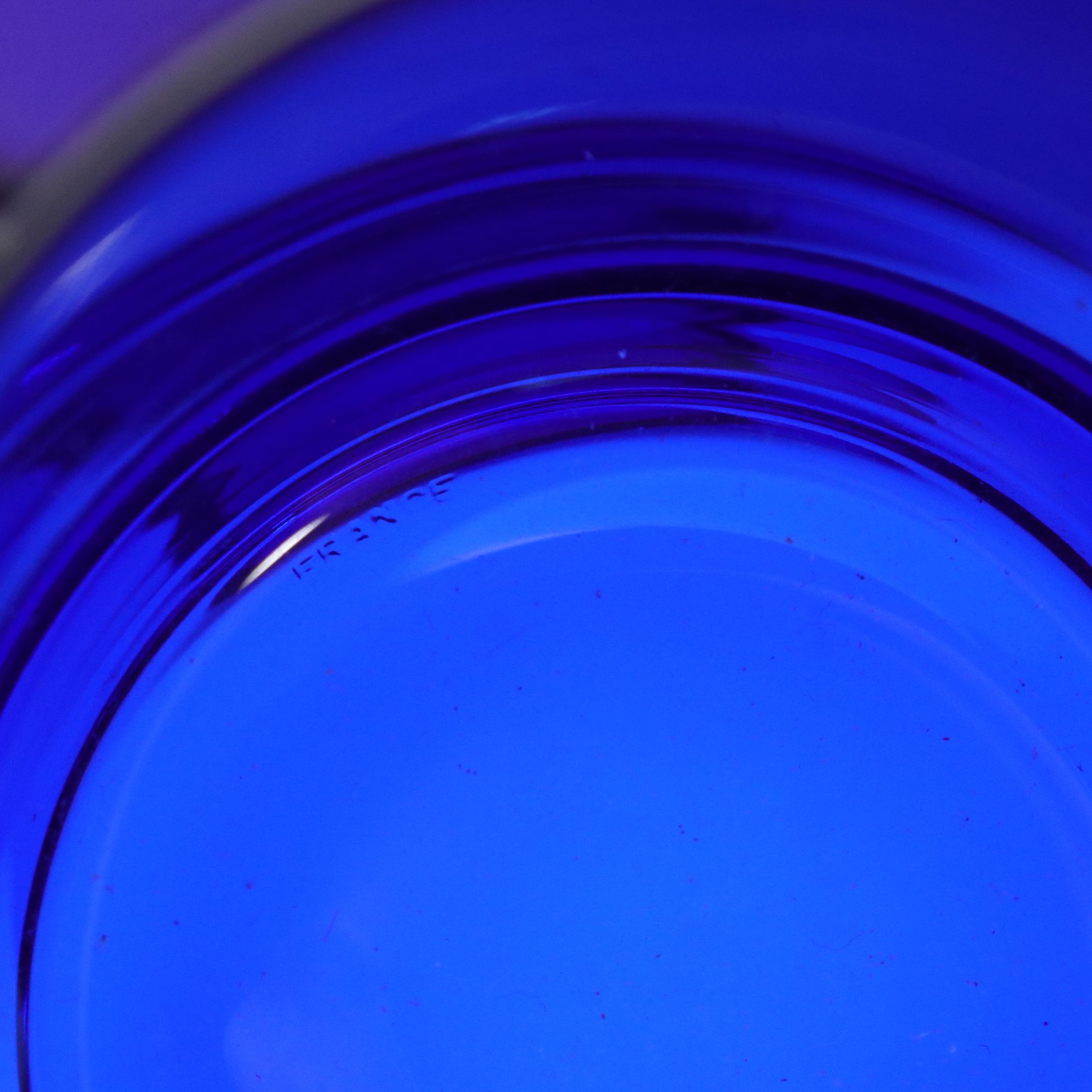 Arcoroc Cobalt Etched Glass "Running Wolf" Mugs with Blown Glass Lantern & Jar