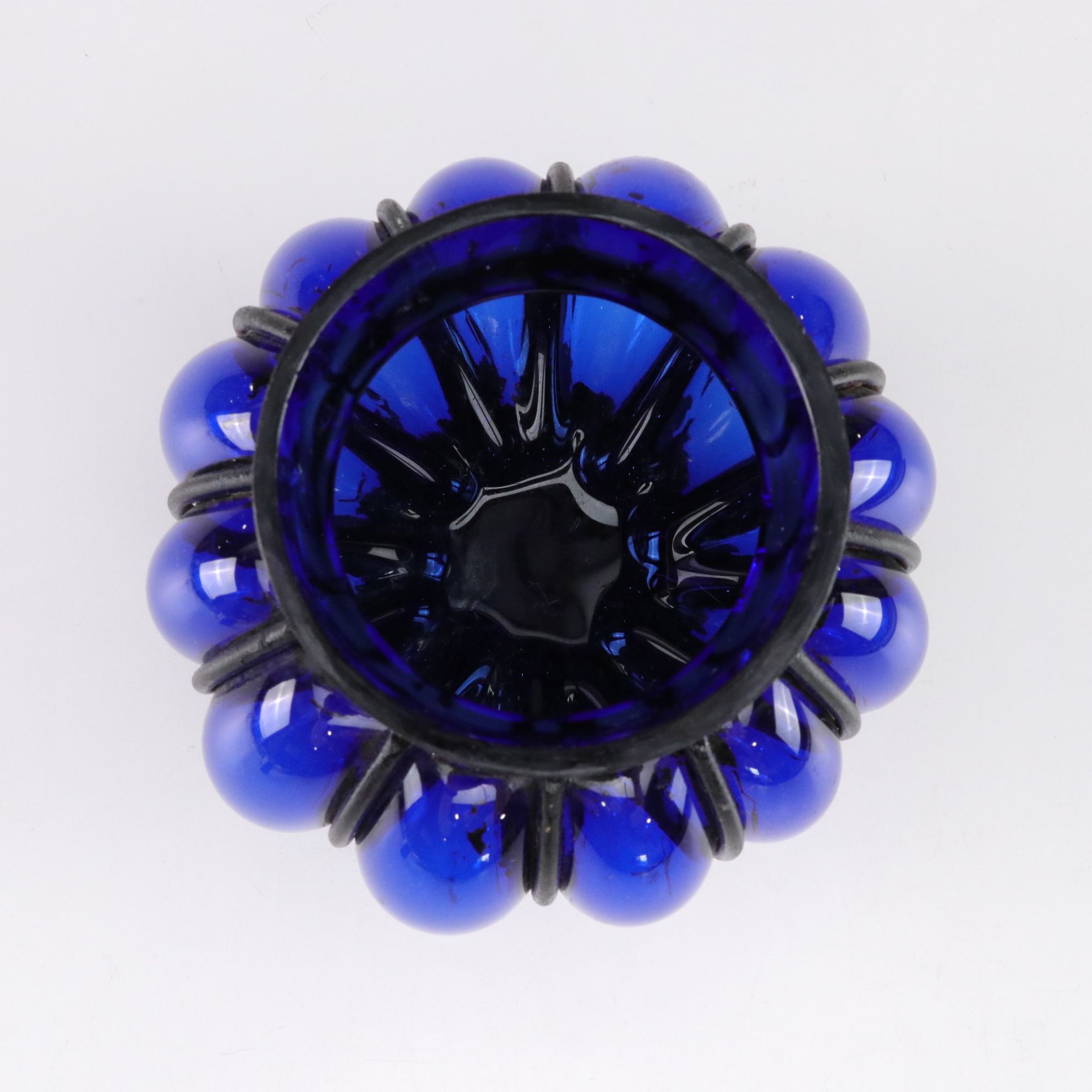 Arcoroc Cobalt Etched Glass "Running Wolf" Mugs with Blown Glass Lantern & Jar