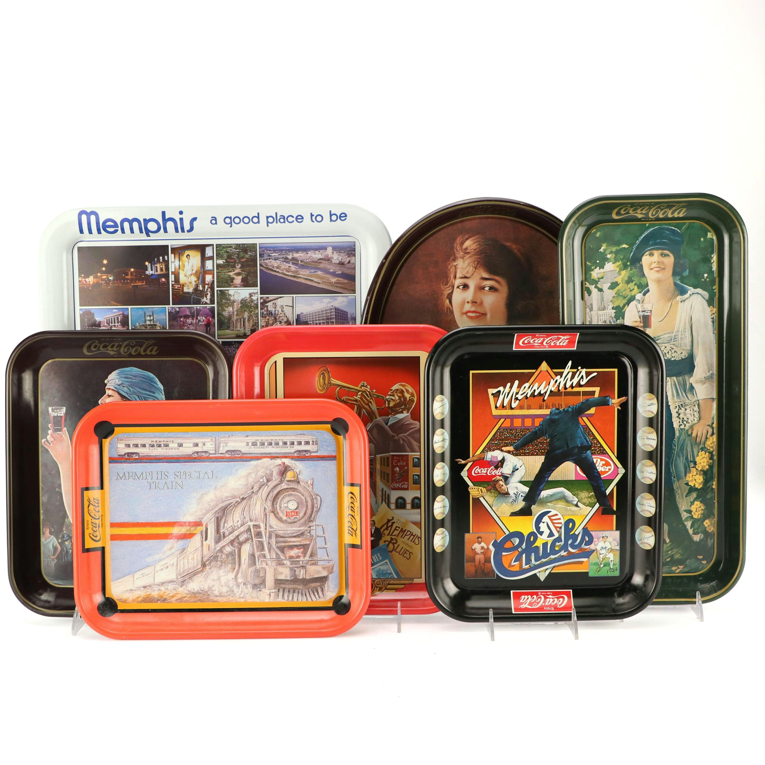 Coca-Cola Metal Reproduction Advertising Trays, Late 20th Century