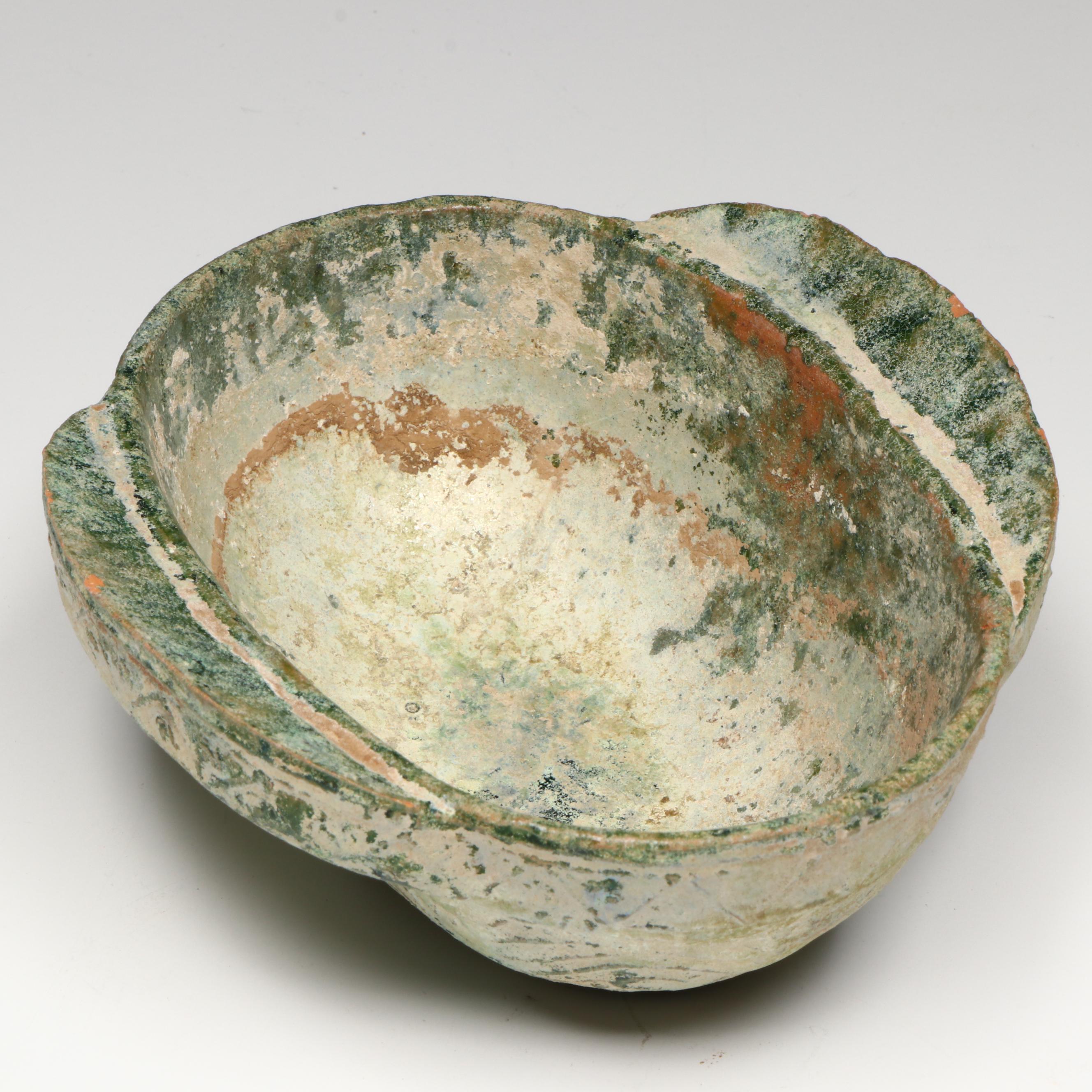 Chinese Han Dynasty Green-Glazed Erbei Ear Cup