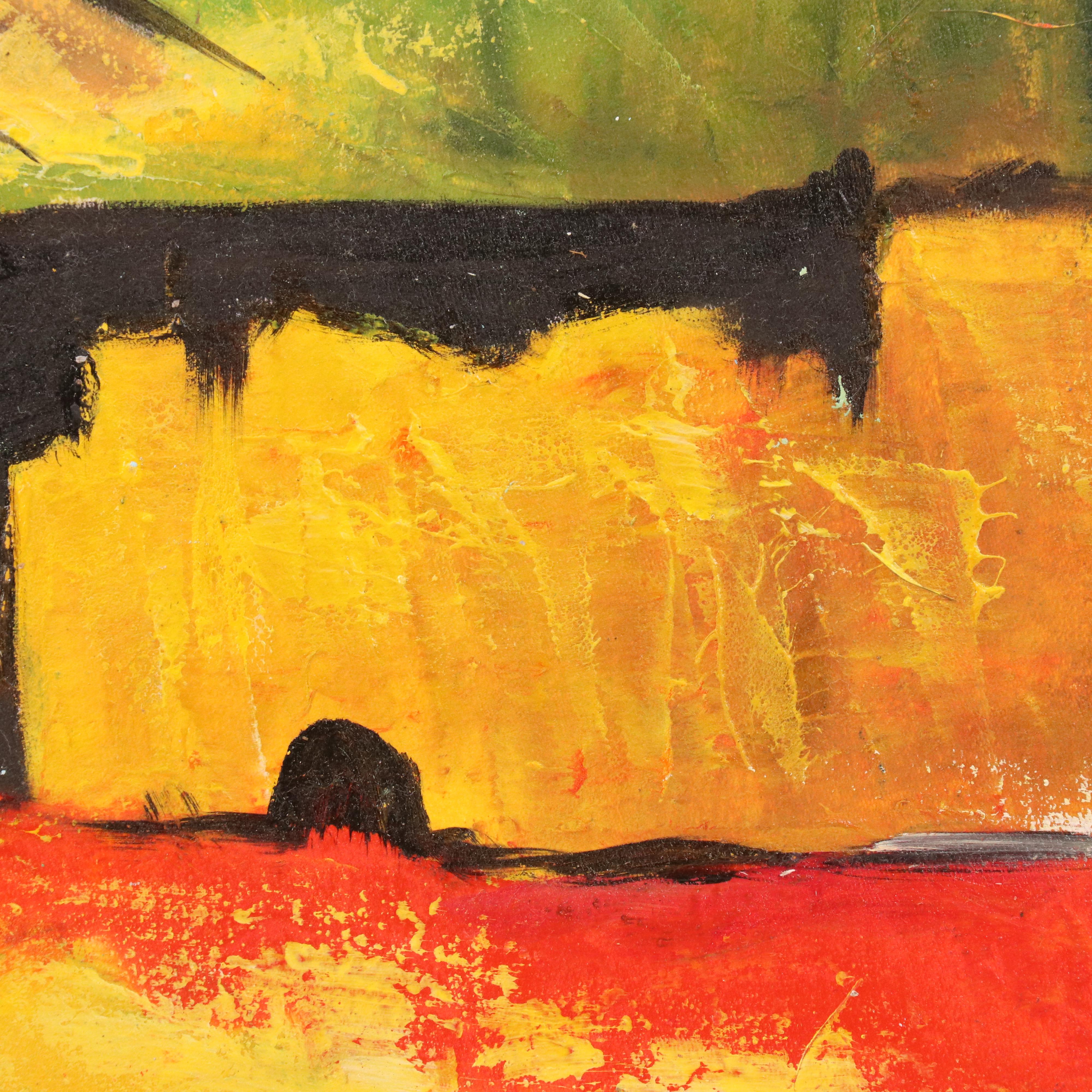 Bayo Ogundele Stylized Residential Landscape Oil Painting "Modern House 1," 2025