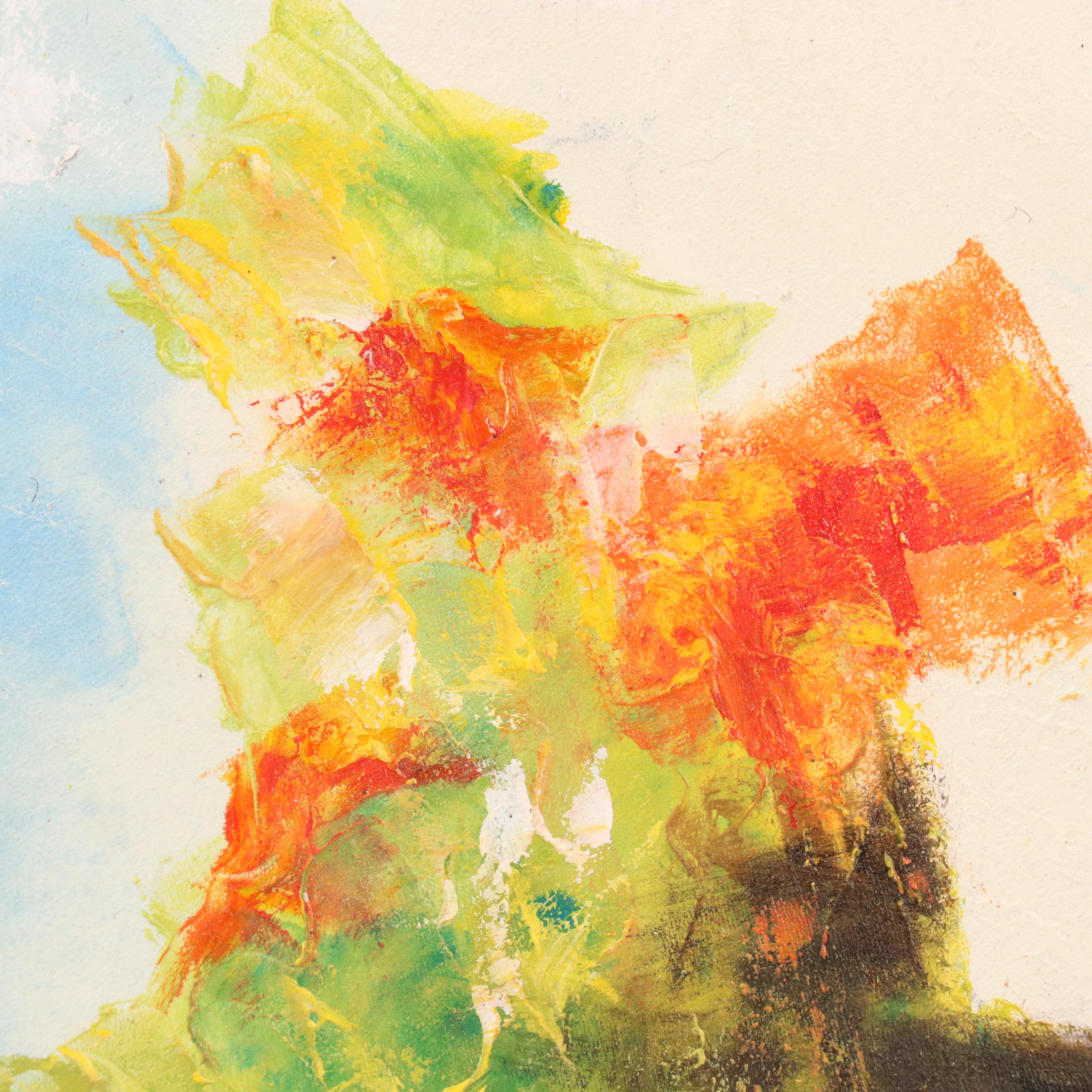 Bayo Ogundele Stylized Residential Landscape Oil Painting "Modern House 1," 2025