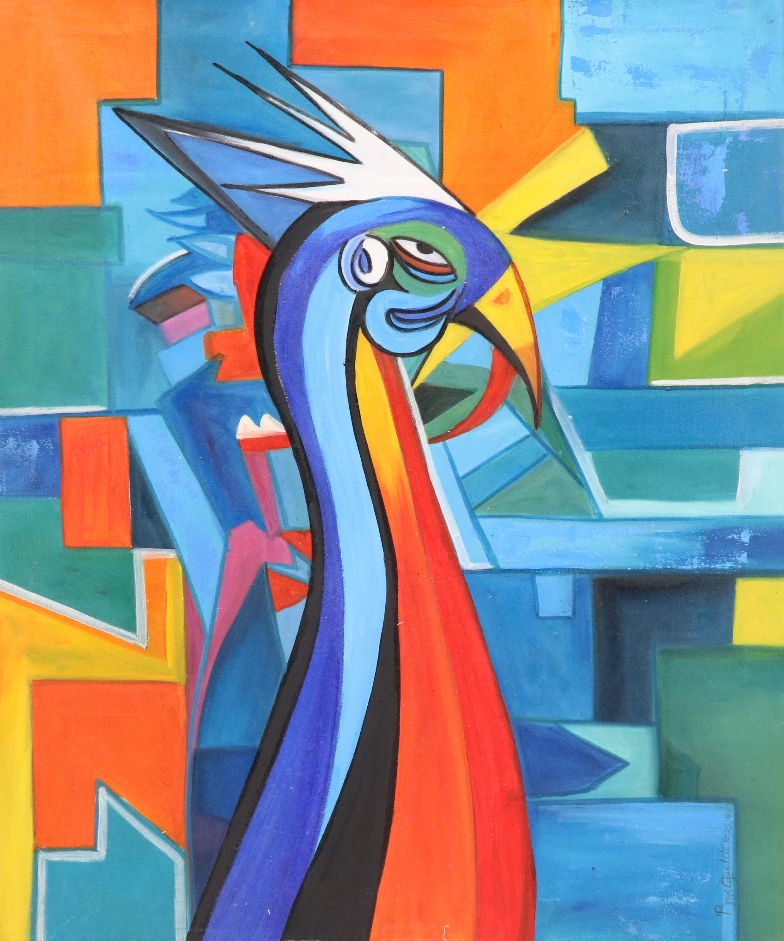 Bayo Ogundele Stylized Oil Painting "Strange Bird," 2025