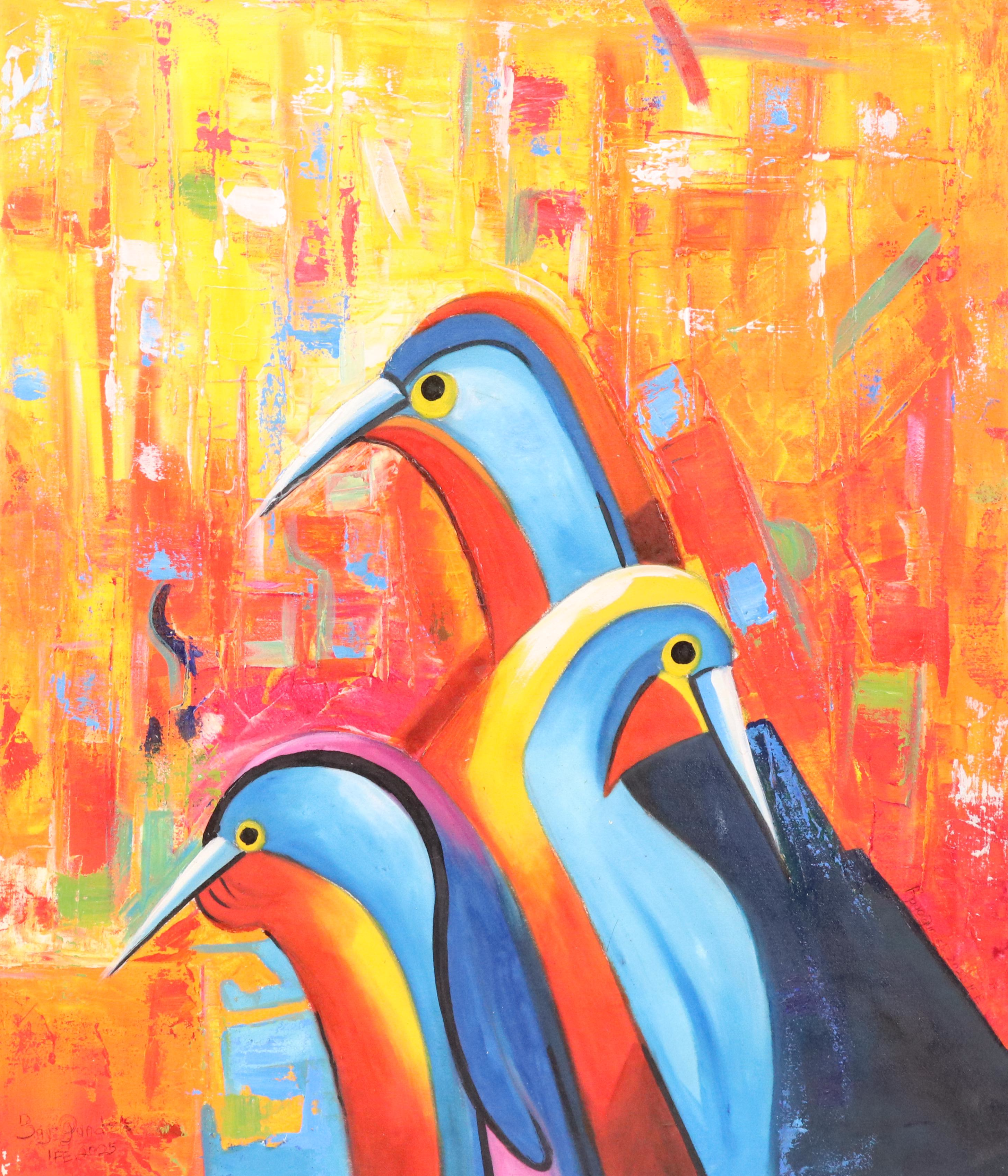 Bayo Ogundele Stylized Oil Painting "Bird's," 2025