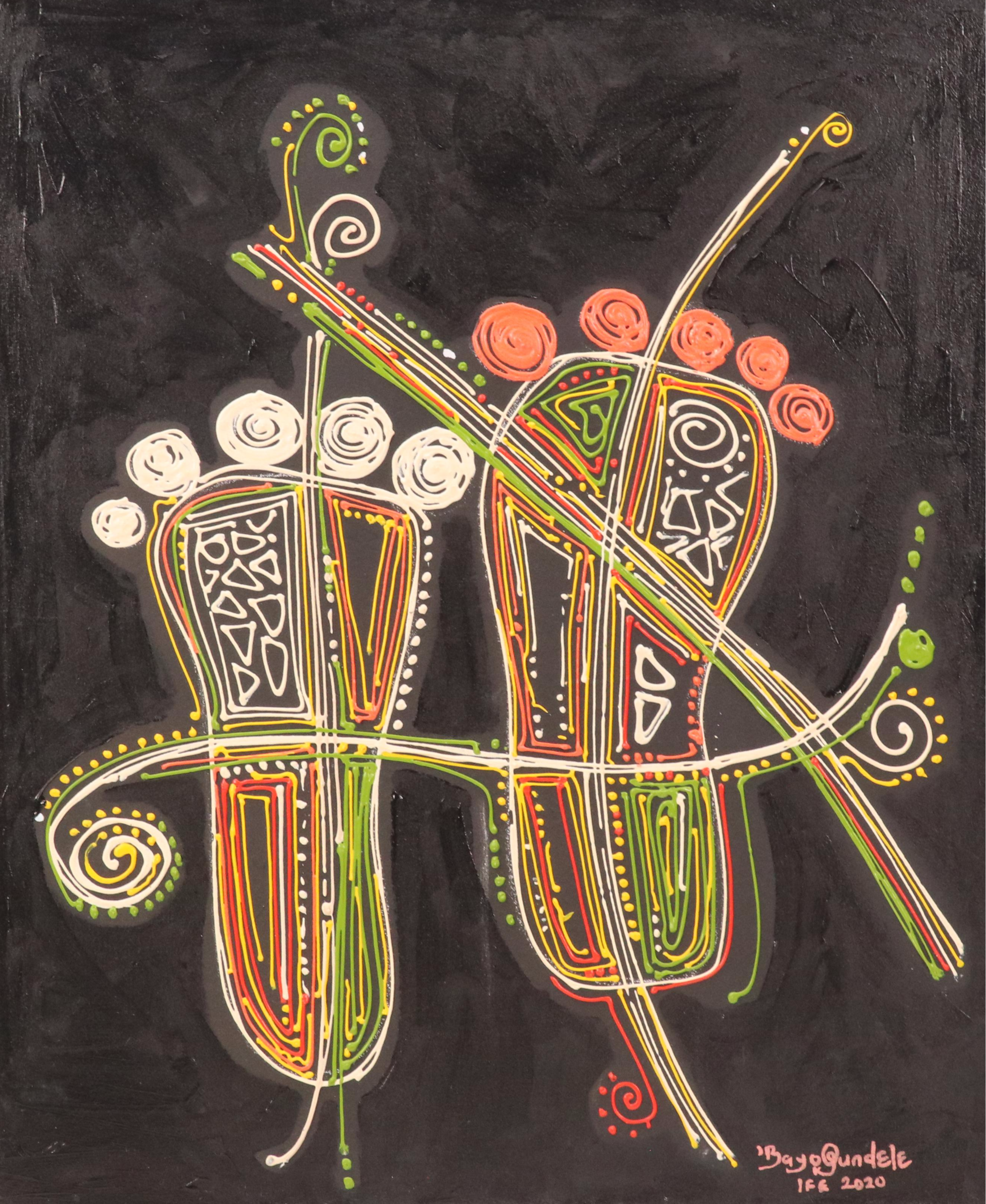 Bayo Ogundele Stylized Acrylic Painting of Feet, 2020