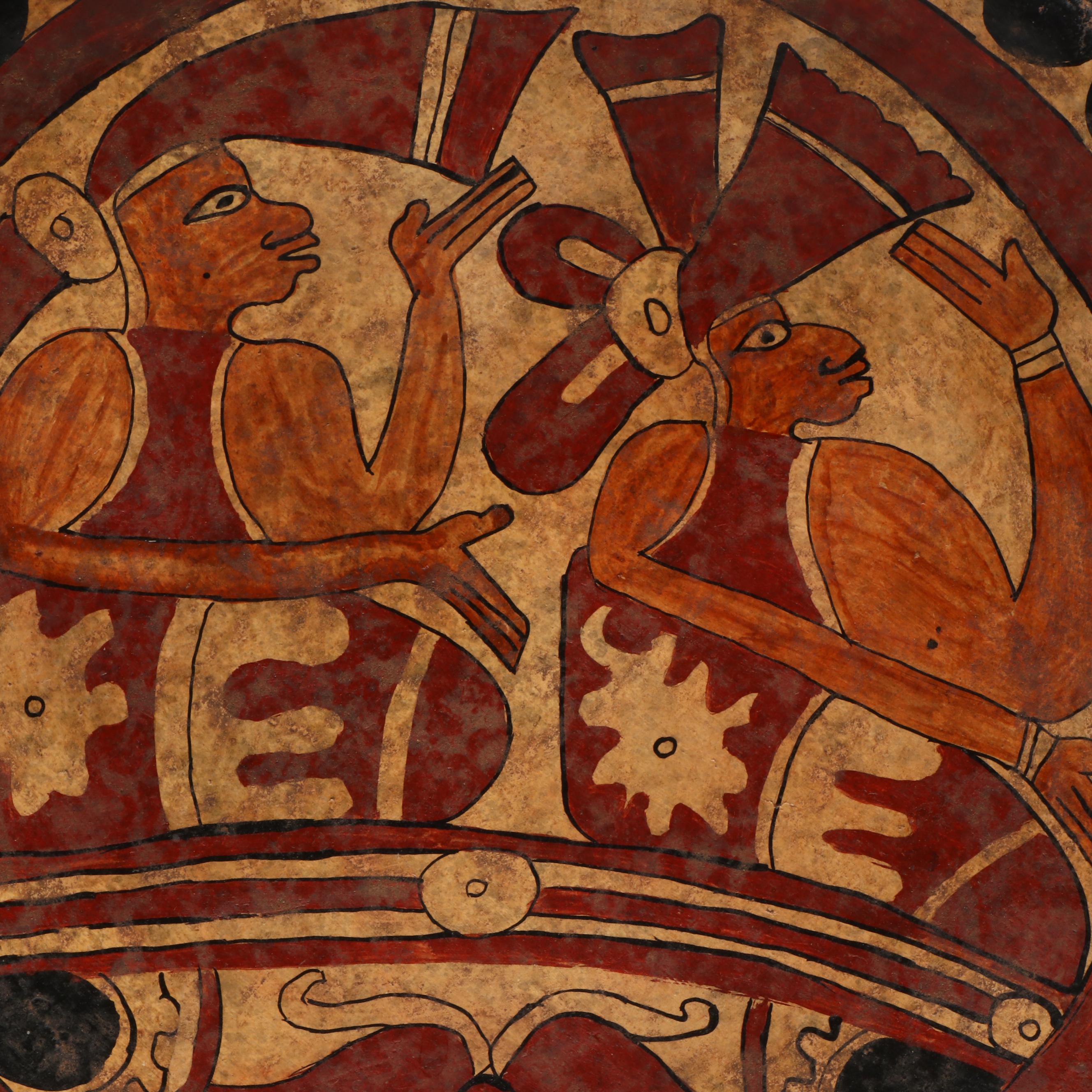 Pre-Columbian Vera Cruz Los Tuxtlas Style Polychrome Stoneware Platter